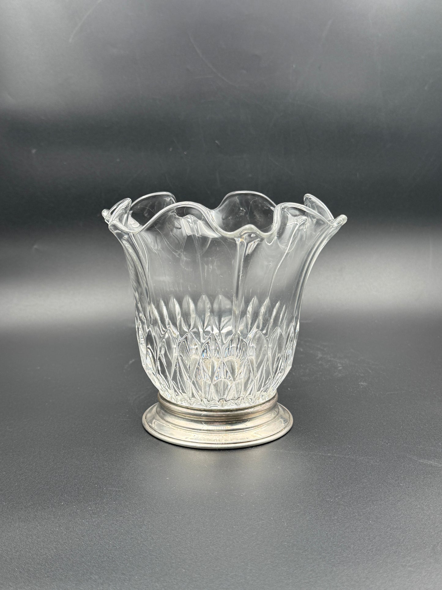 Set of 2 Crystal Vases with Sterling Silver Bases – B&M Benedict & Miller, New York c.1935