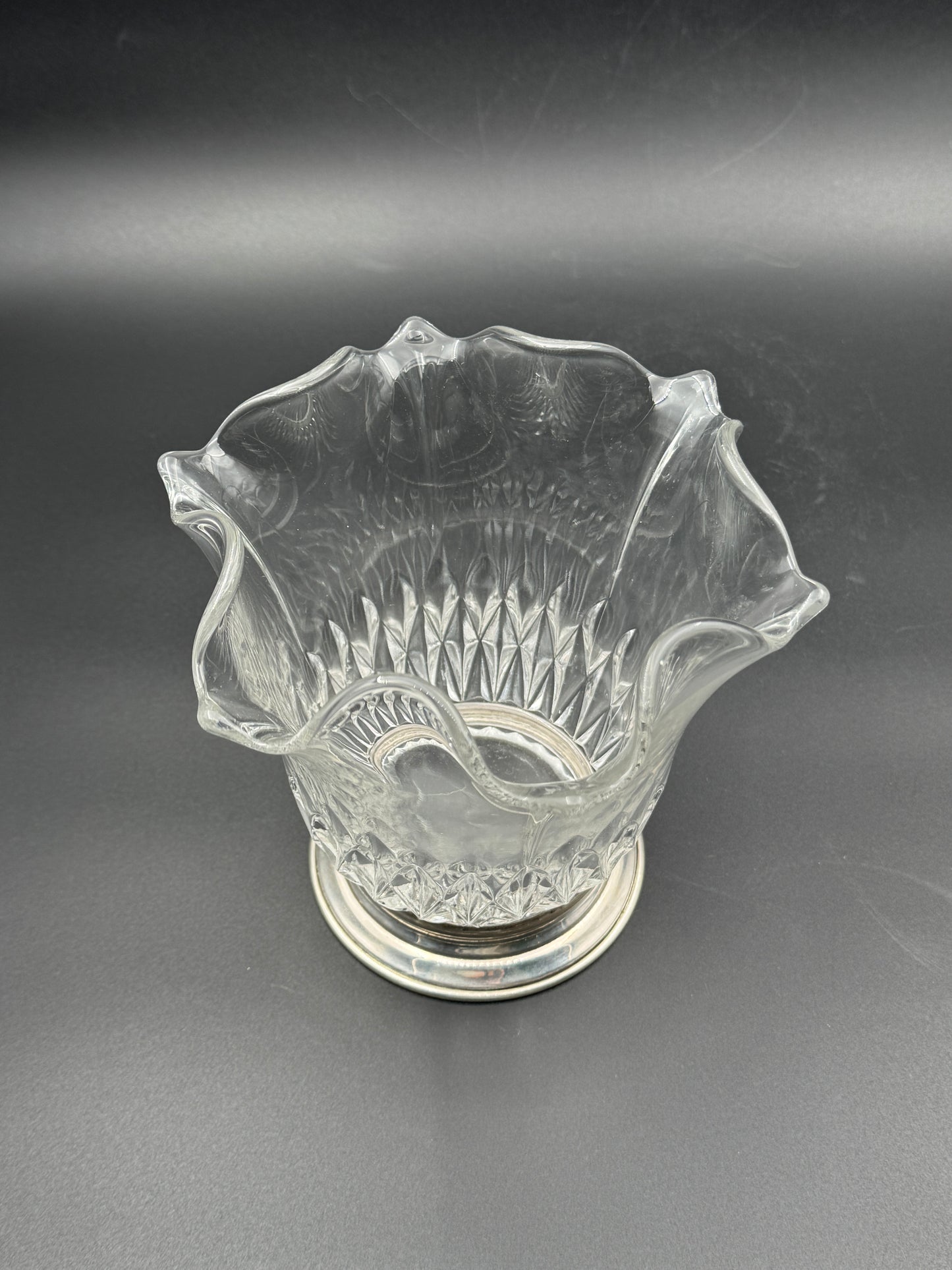 Set of 2 Crystal Vases with Sterling Silver Bases – B&M Benedict & Miller, New York c.1935