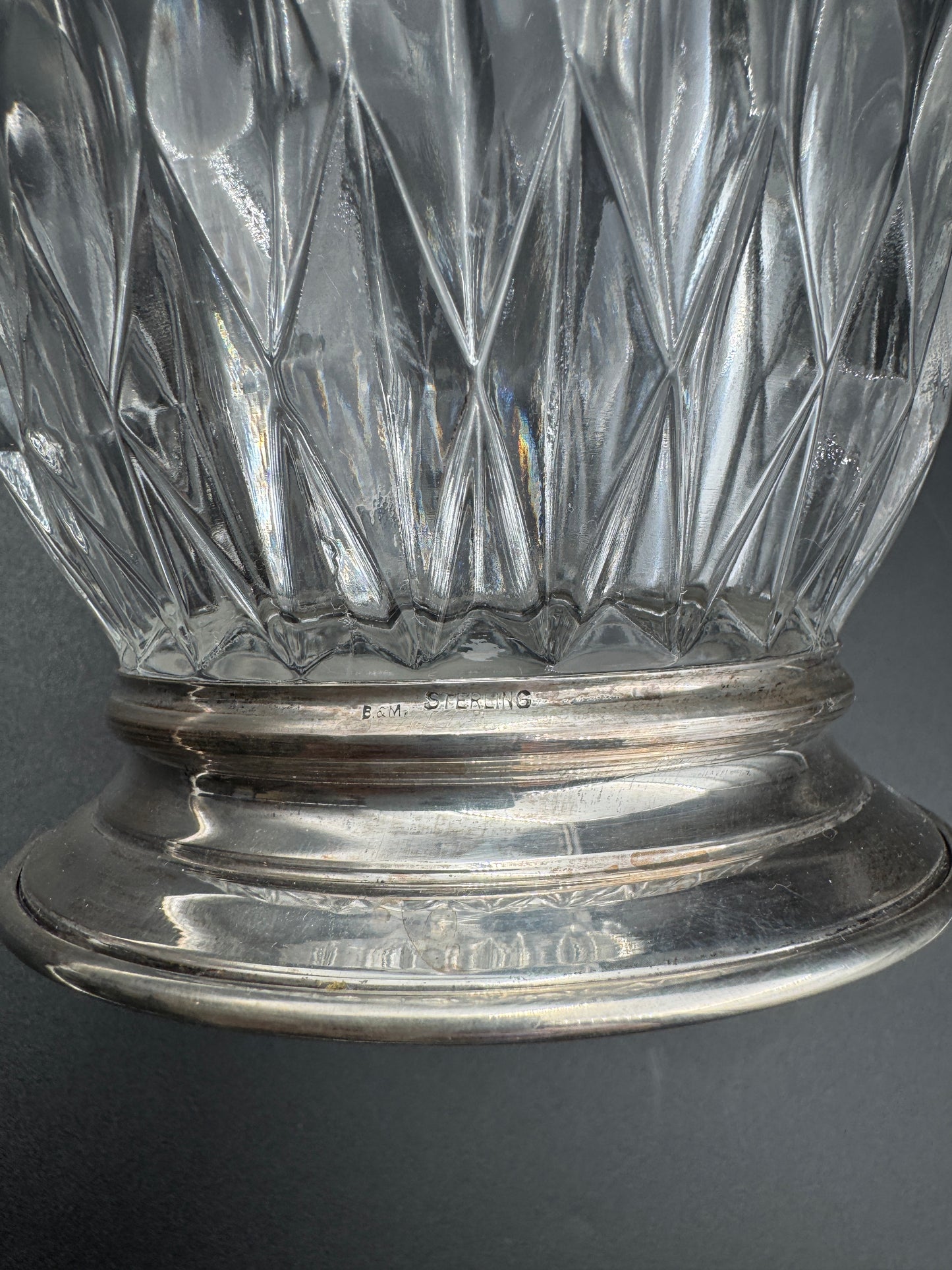 Set of 2 Crystal Vases with Sterling Silver Bases – B&M Benedict & Miller, New York c.1935