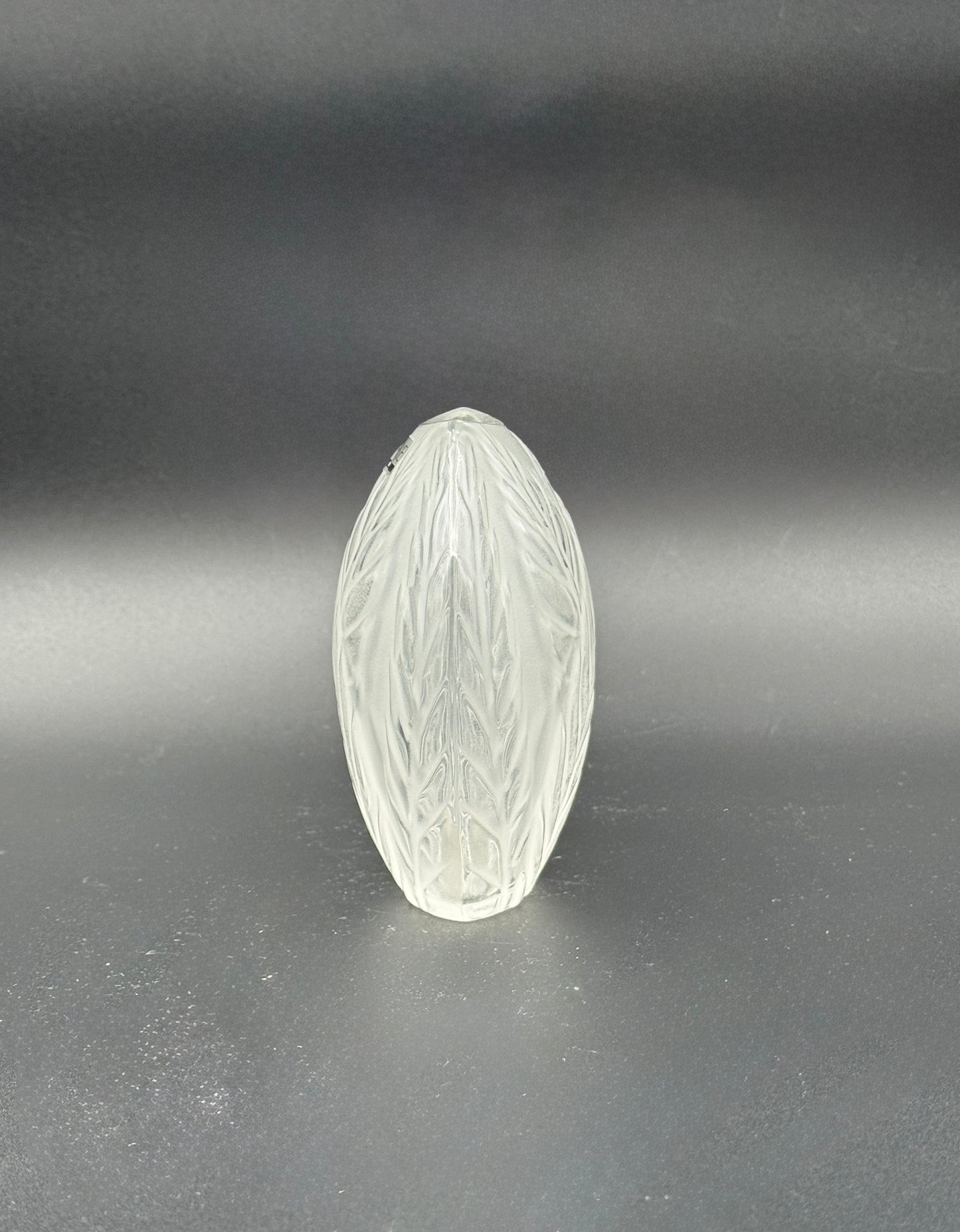 Lalique “Feuilles” Frosted Crystal Vase – 4.5" – France c. 1985