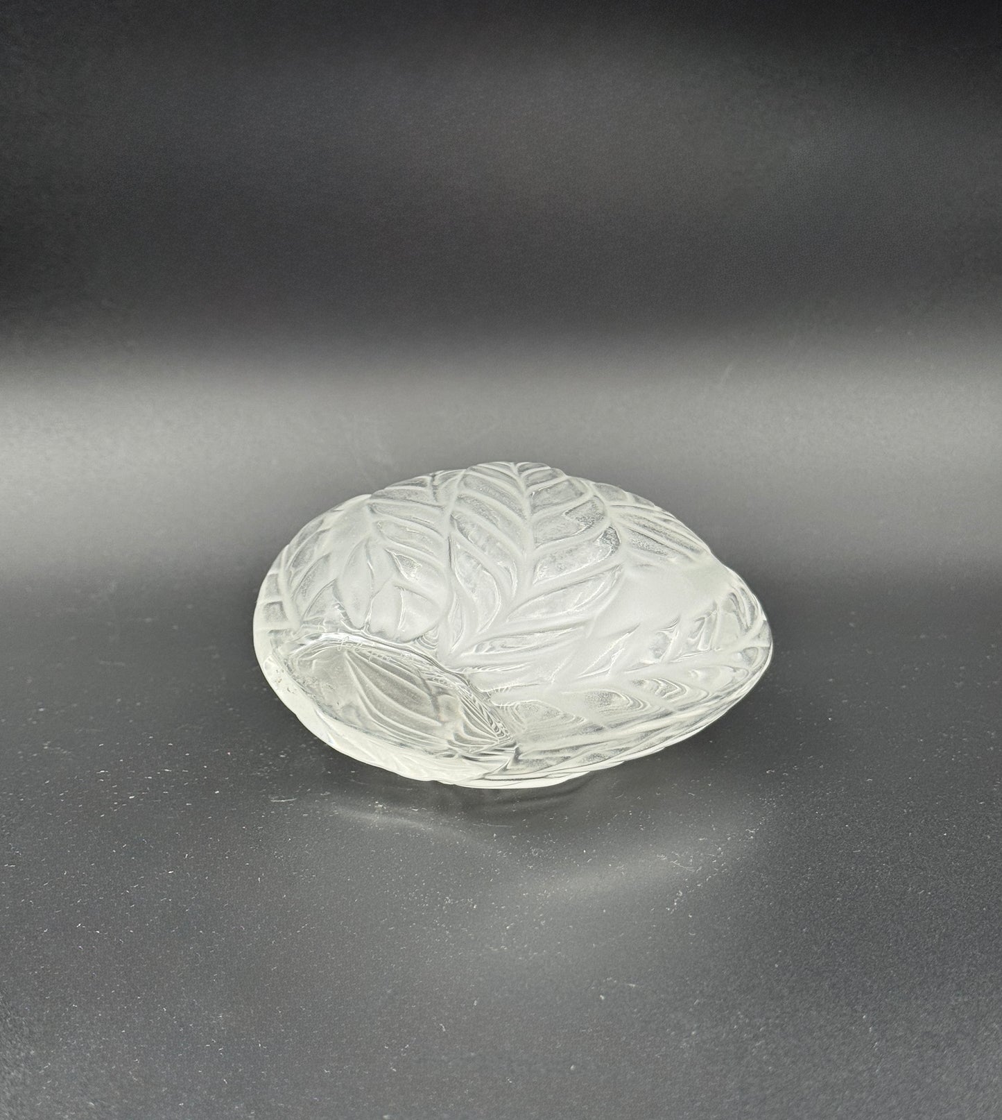 Lalique “Feuilles” Frosted Crystal Vase – 4.5" – France c. 1985