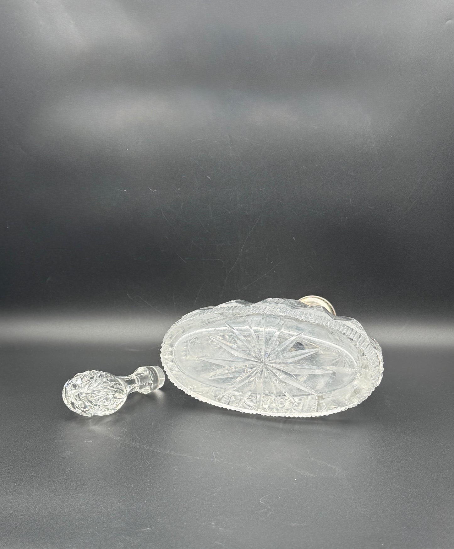 Bohemian Cut Crystal Decanter with 800 Silver Collar Barware