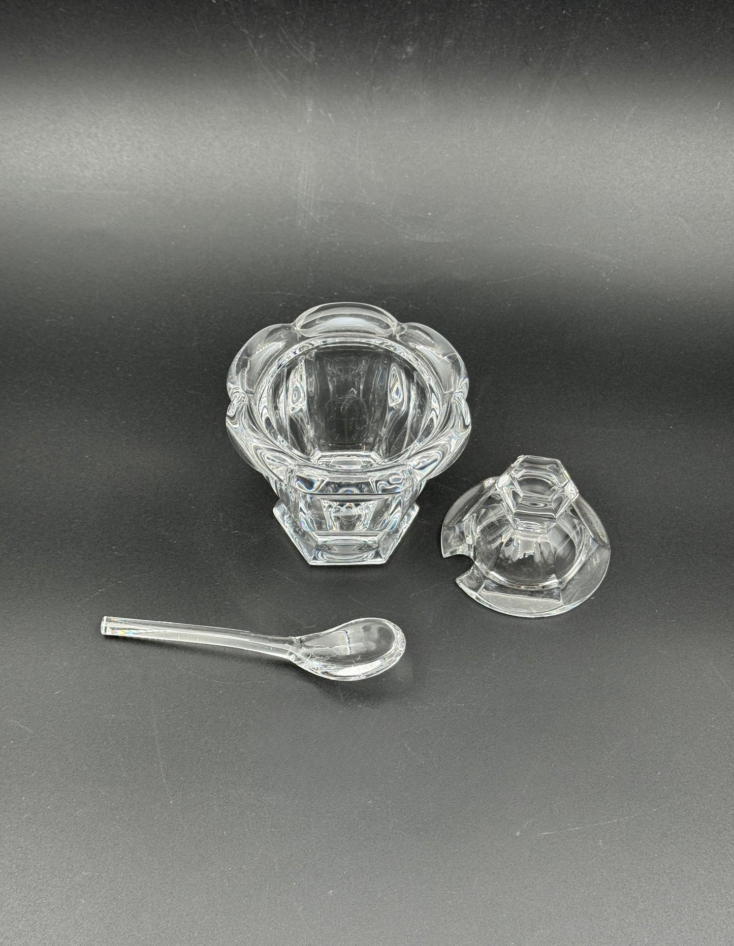 Baccarat "Harcourt Missouri" Crystal Jam Jar with Spoon – France