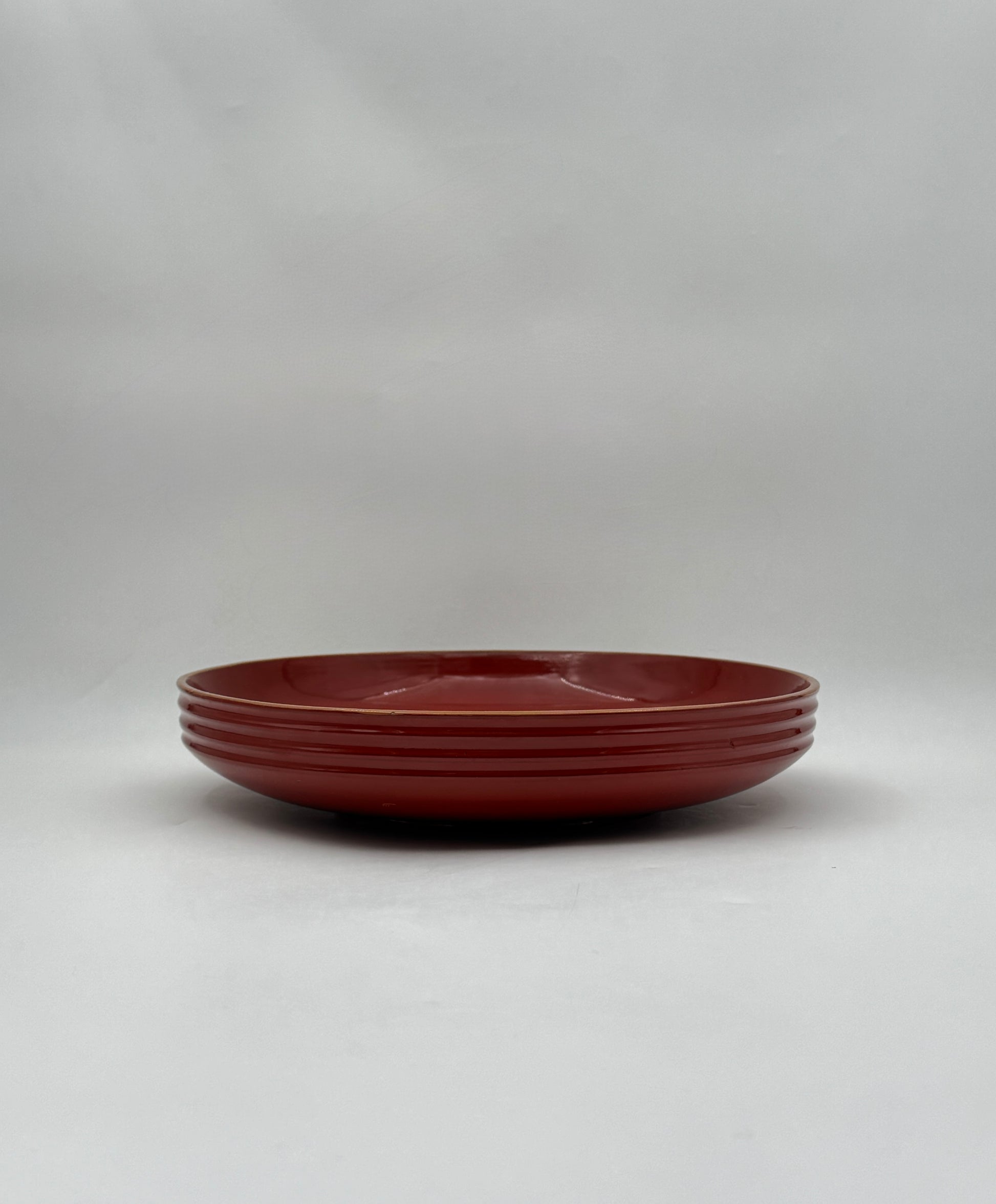 Vintage Japanese Lacquer Bowl Iino Lines Red Floral Motif 1956 Decor