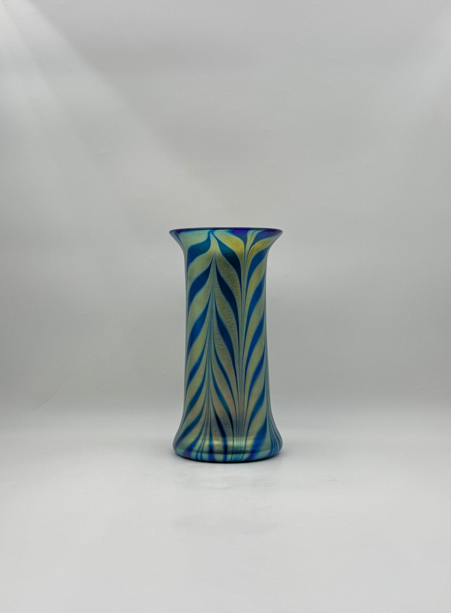 Lundberg Studios Iridescent Art Glass Vase – Royal Zebra, 1998
