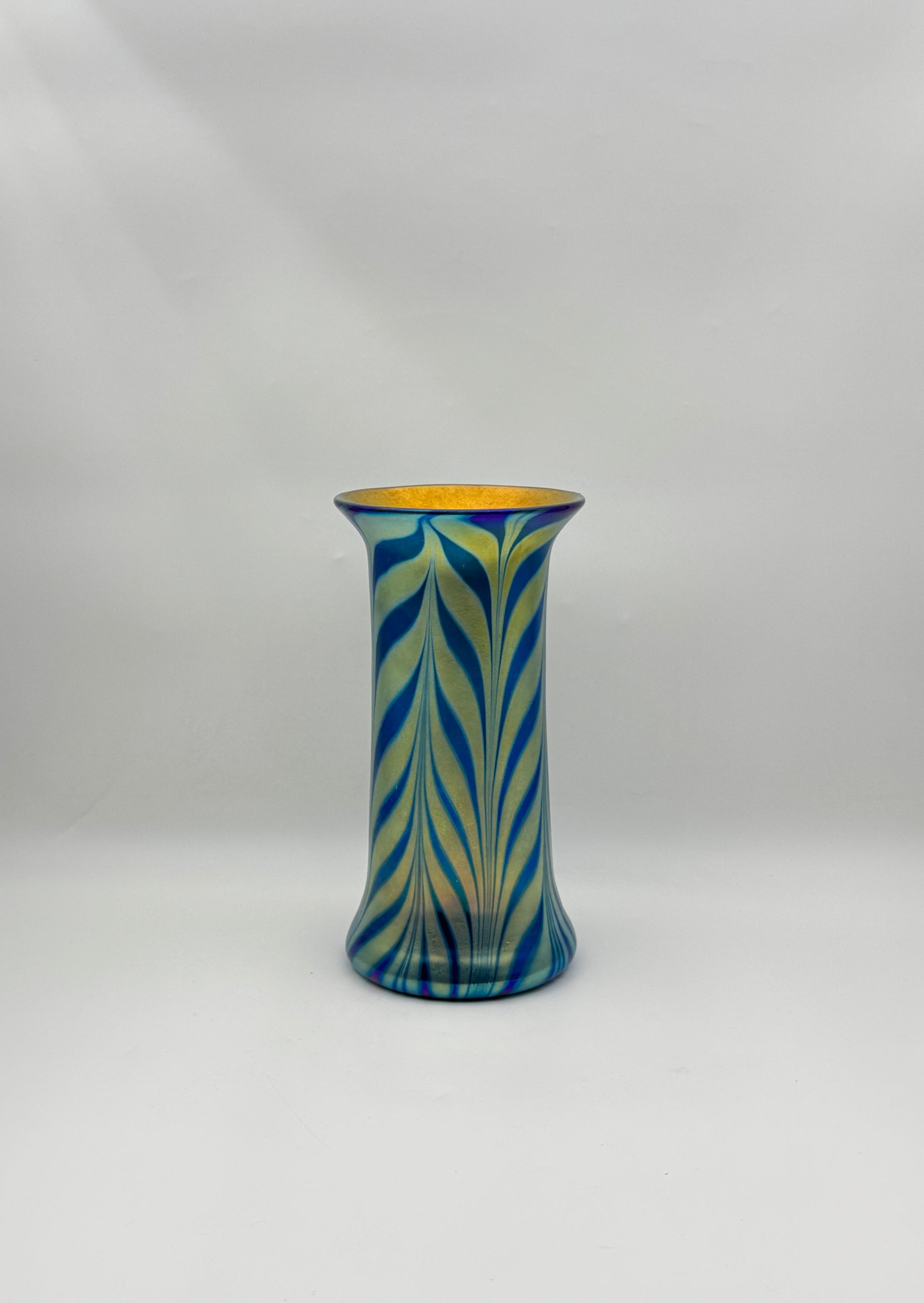 Lundberg Studios Iridescent Art Glass Vase – Royal Zebra, 1998