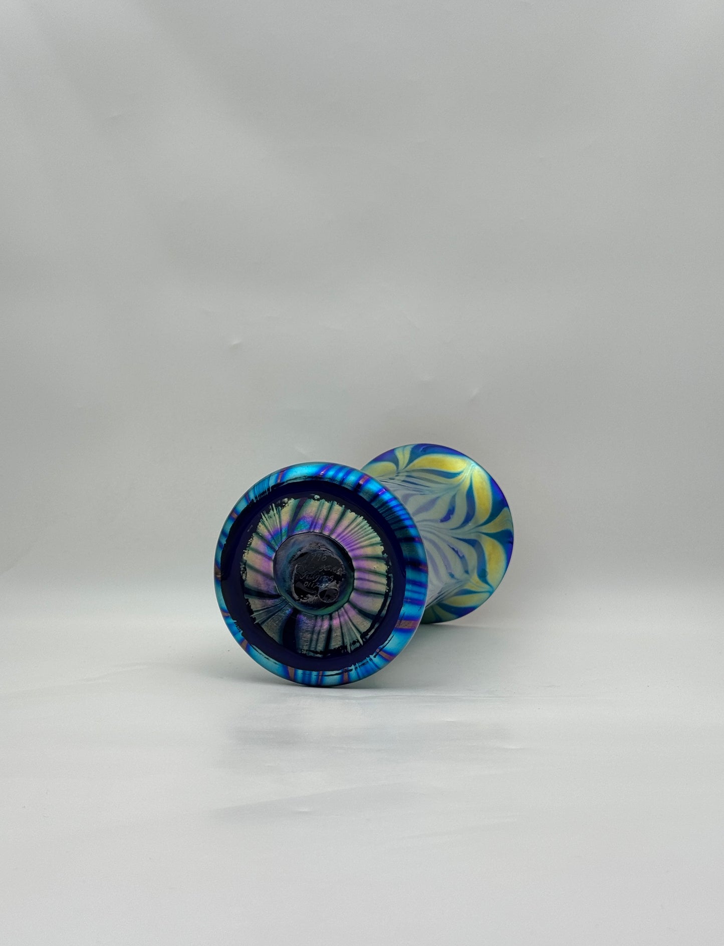 Lundberg Studios Iridescent Art Glass Vase – Royal Zebra, 1998