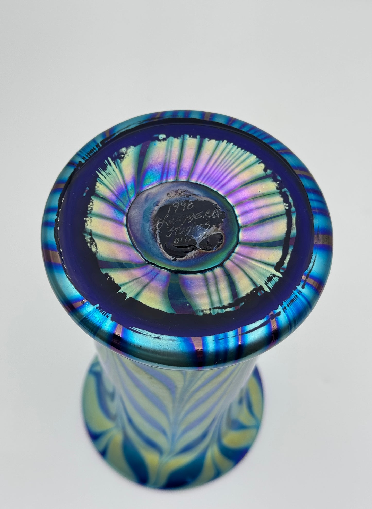 Lundberg Studios Iridescent Art Glass Vase – Royal Zebra, 1998