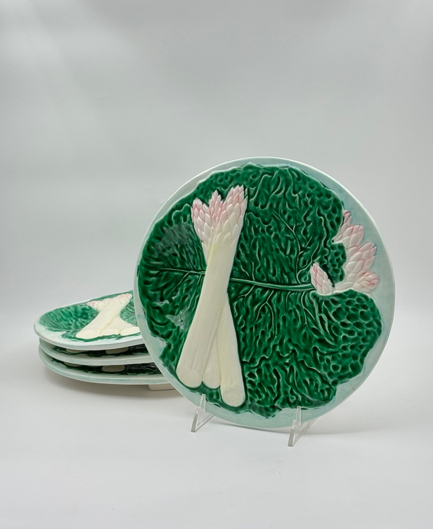 Set of 4 Vintage Majolica Style Asparagus Plates – Haldon Group Japan, 1984