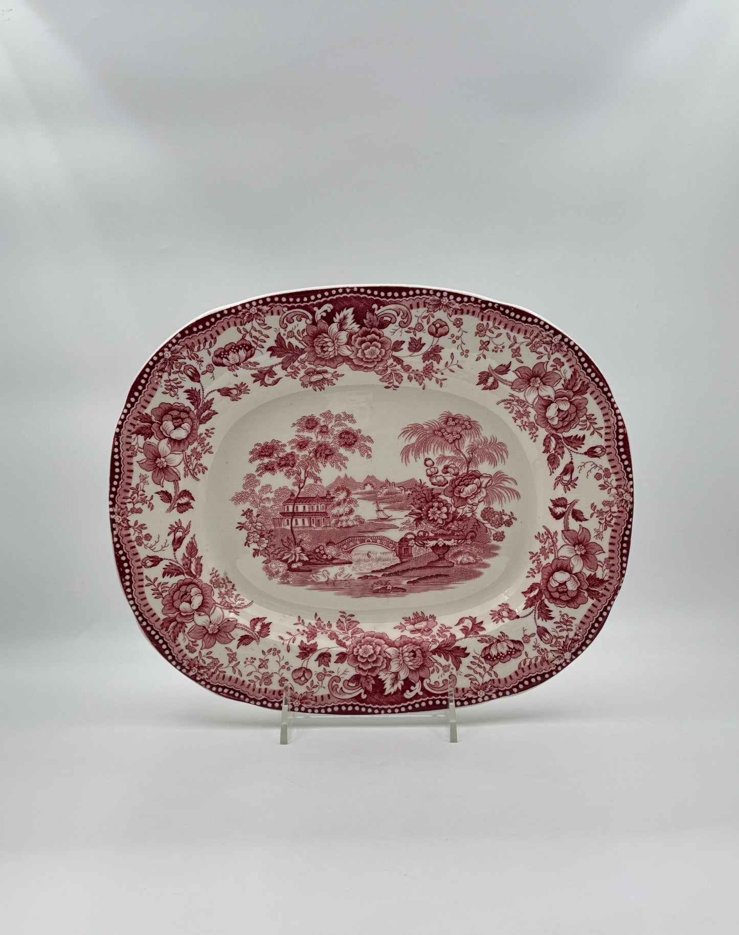 Royal Staffordshire Transferware Platter – “Tonquin” by Clarice Cliff, Red & White, c.1950