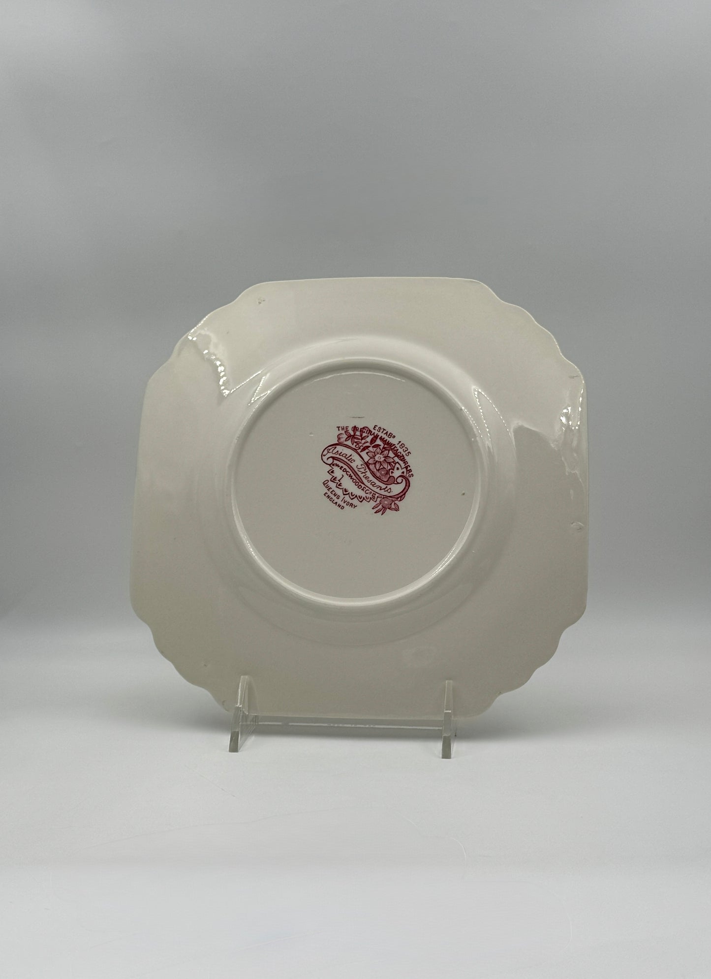 Wedgwood Red & White Transferware “Asiatic Pheasant” – Set of 12 Salad/Dessert Plates and 1 Cake Plate, c.1950
