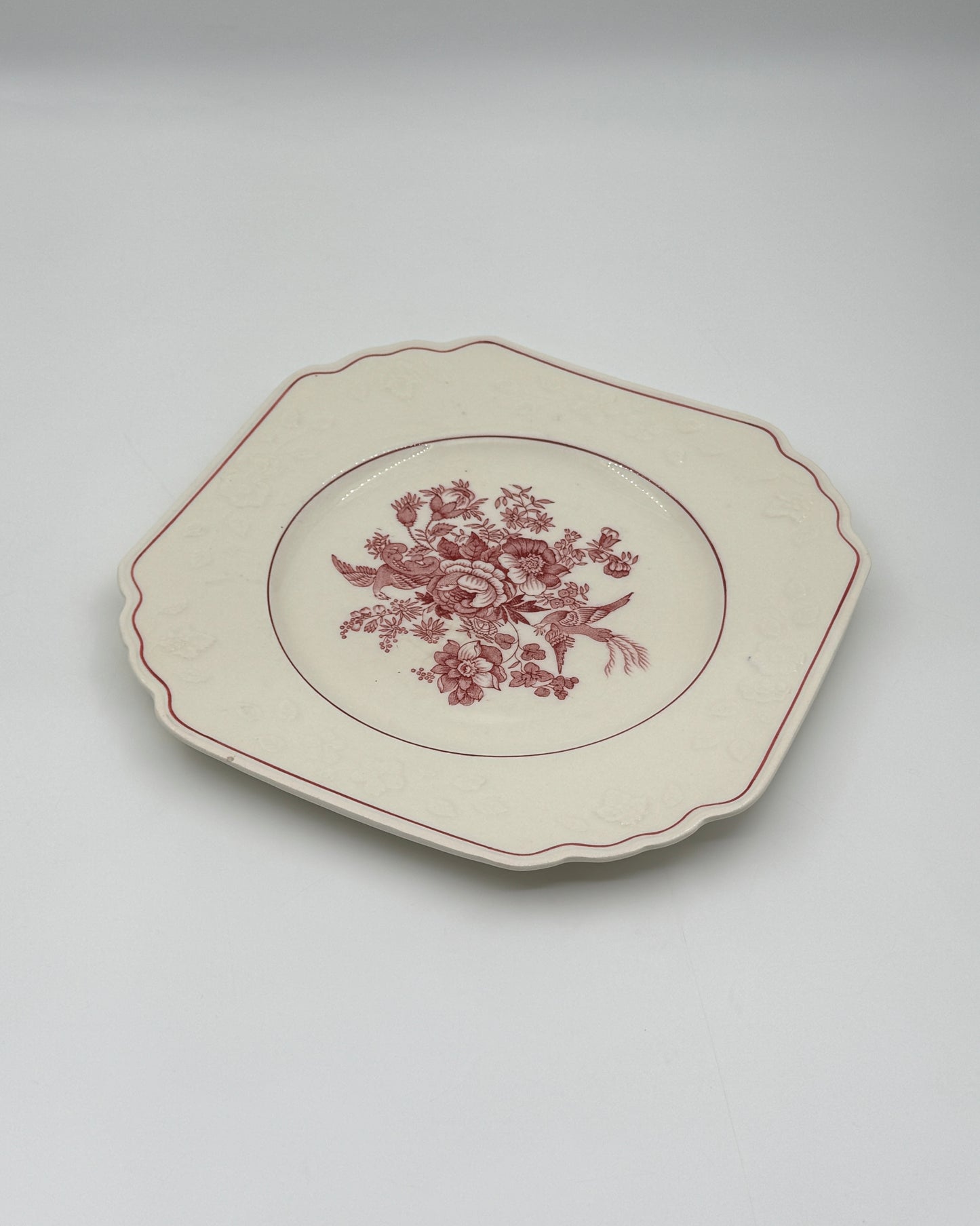 Wedgwood Red & White Transferware “Asiatic Pheasant” – Set of 12 Salad/Dessert Plates and 1 Cake Plate, c.1950