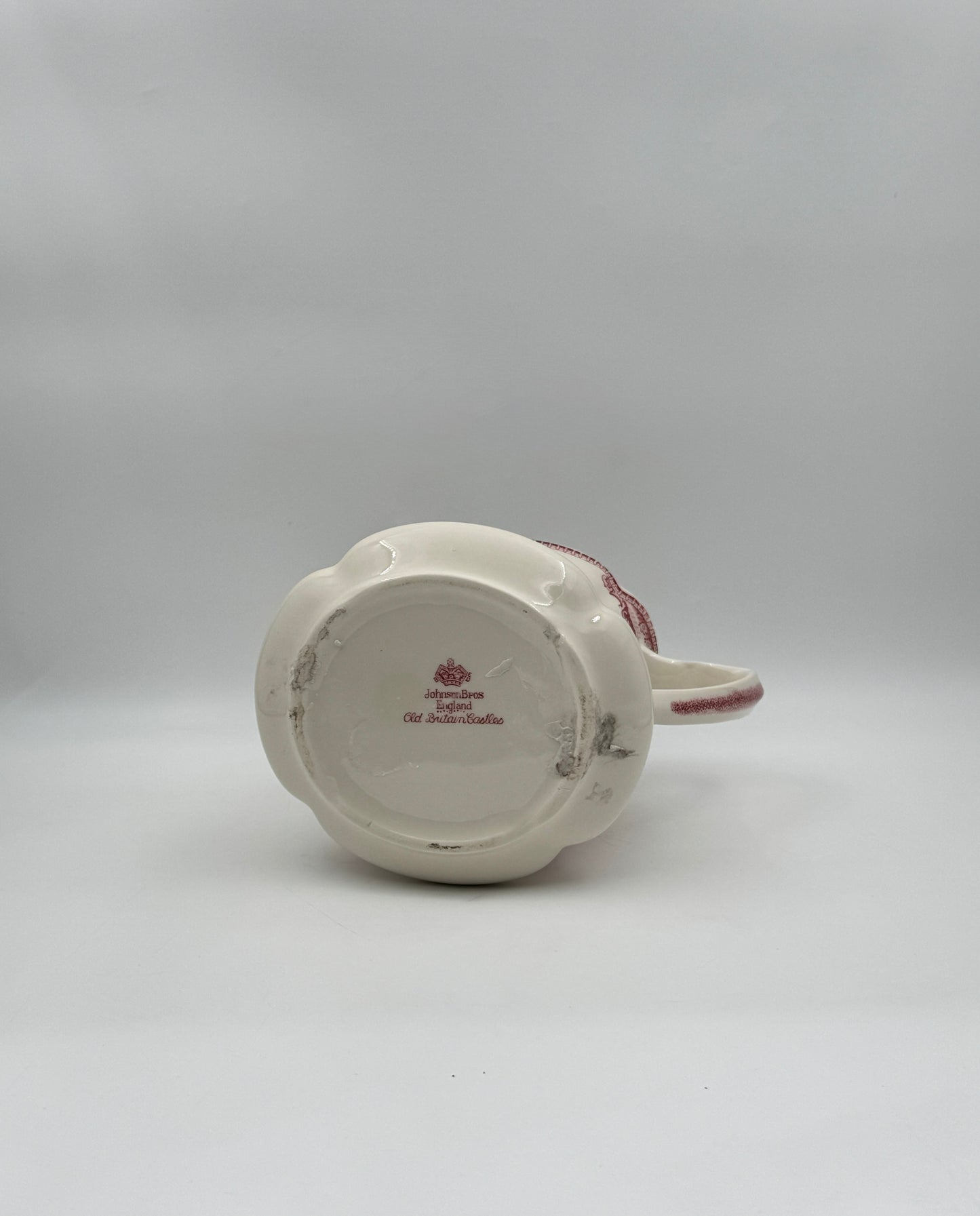 Red and White Transferware Pitcher – Johnson Brothers “Old Britain Castles” c.1965