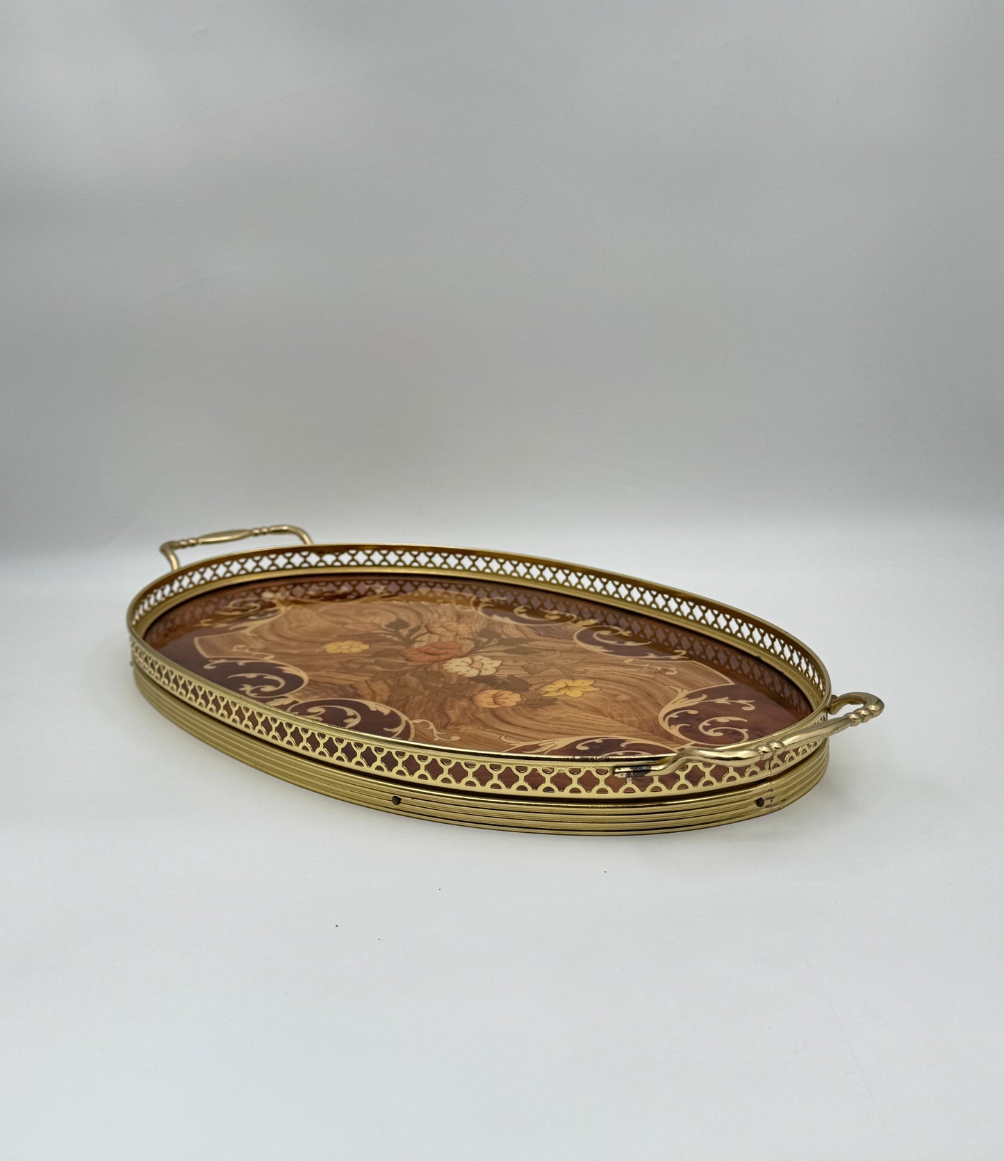 Marquetry Tray with Brass Gallery and Handles – Miss Bellevue, Meta di Sorrento, Italy