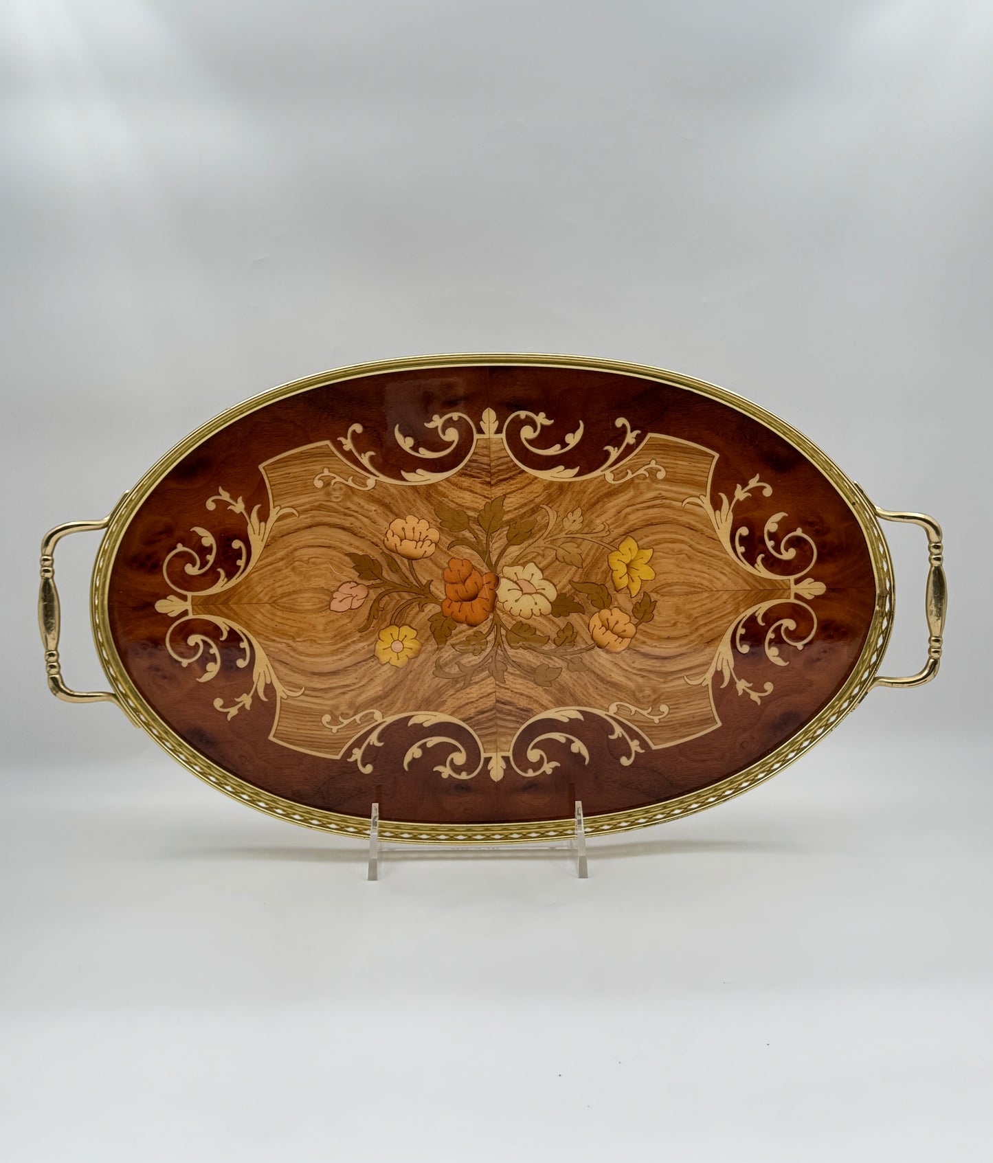Marquetry Tray with Brass Gallery and Handles – Miss Bellevue, Meta di Sorrento, Italy