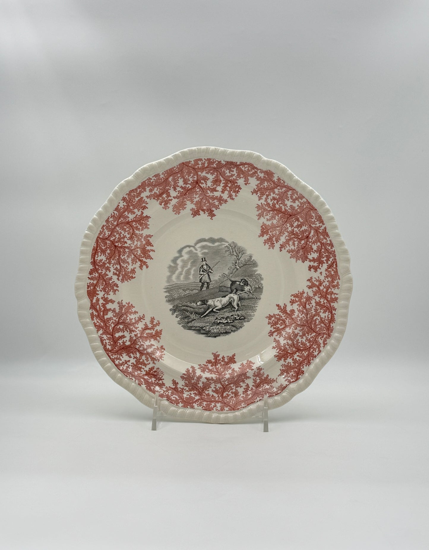Set of 10 Copeland Spode Hunt Scene Plates – Red Transferware, c.1925