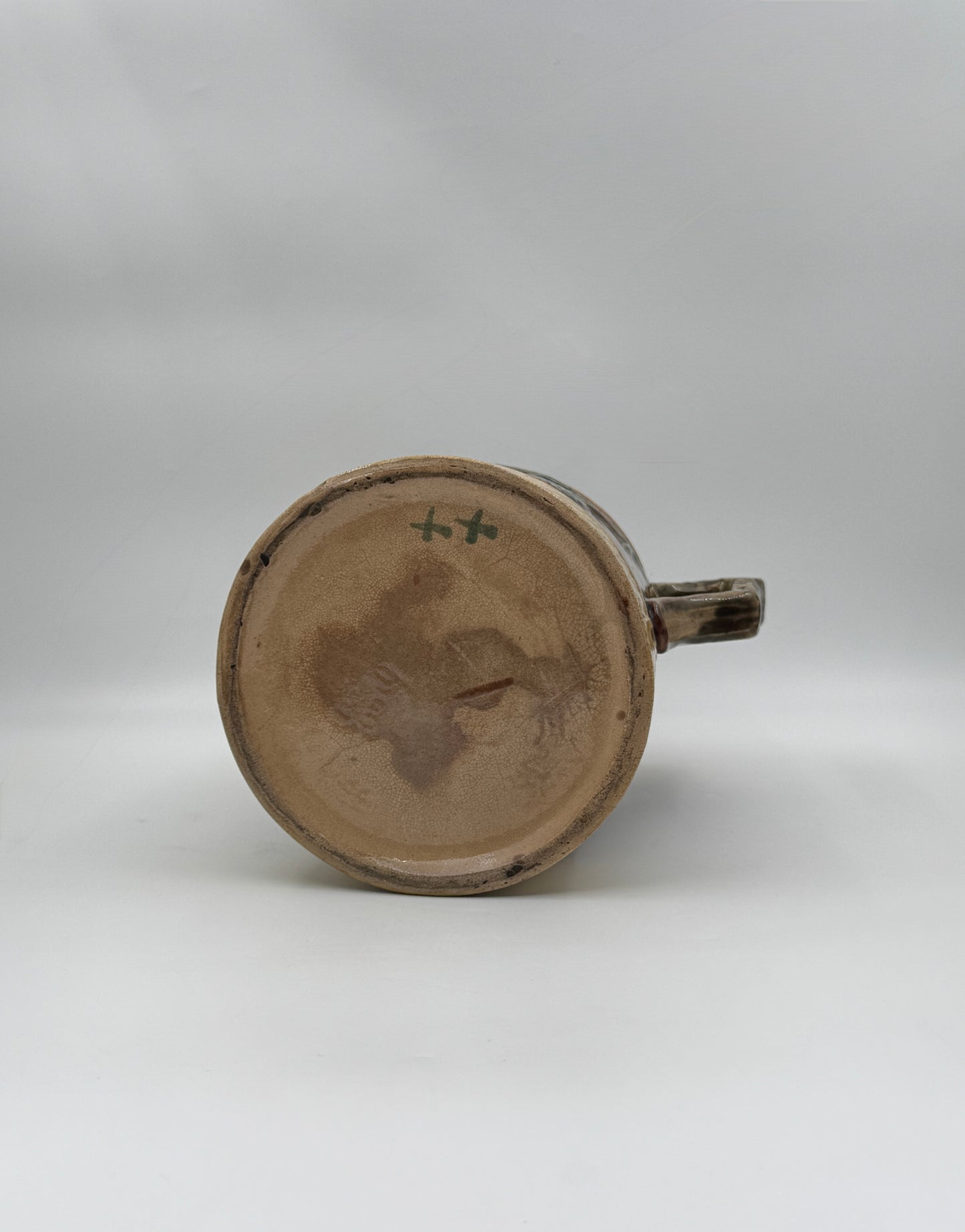 Majolica Pitcher – Brown & Gold with Floral Relief