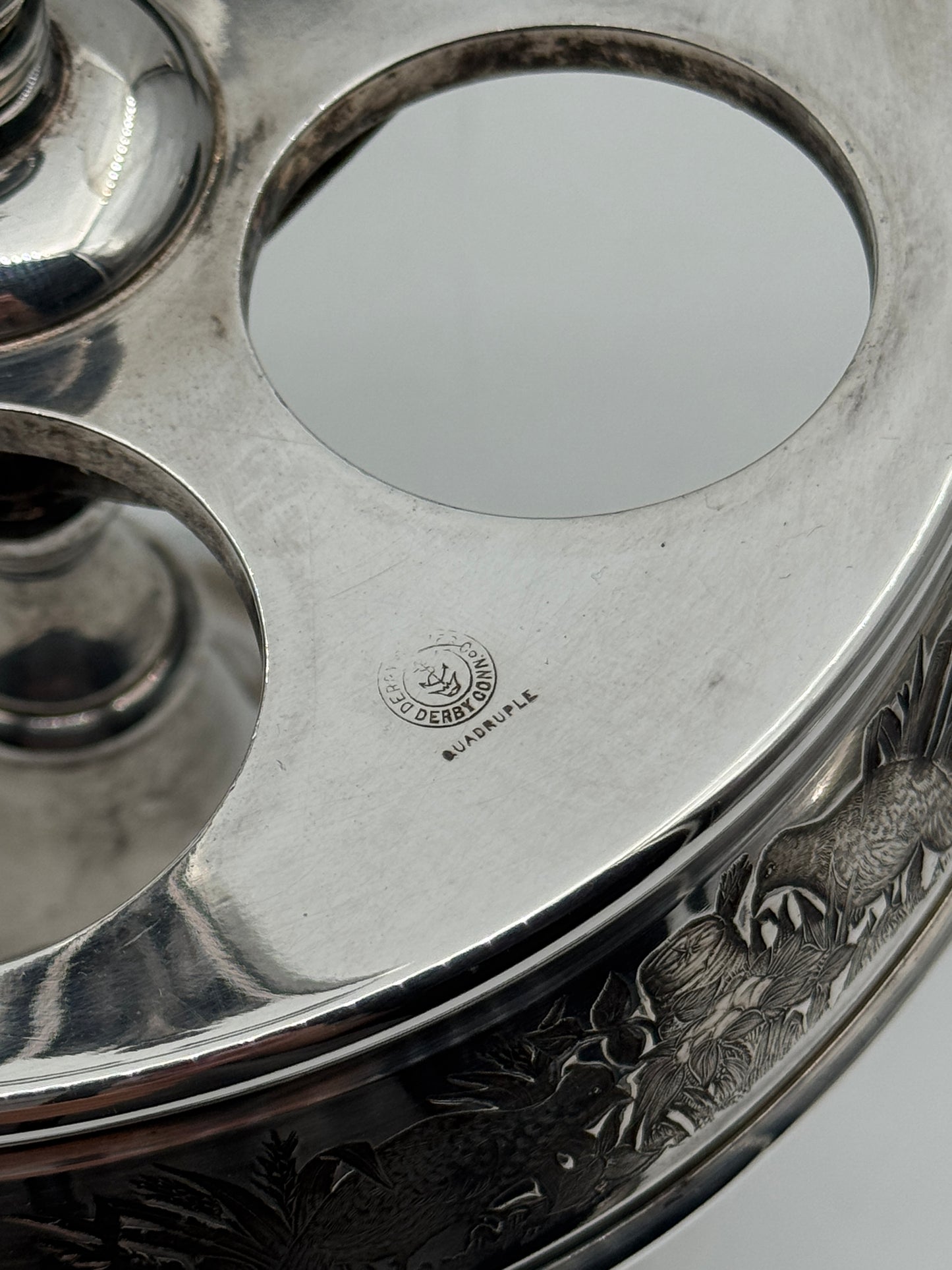 Derby Silver Co. Quadruple Plate Condiment Caddy with Five Bottles