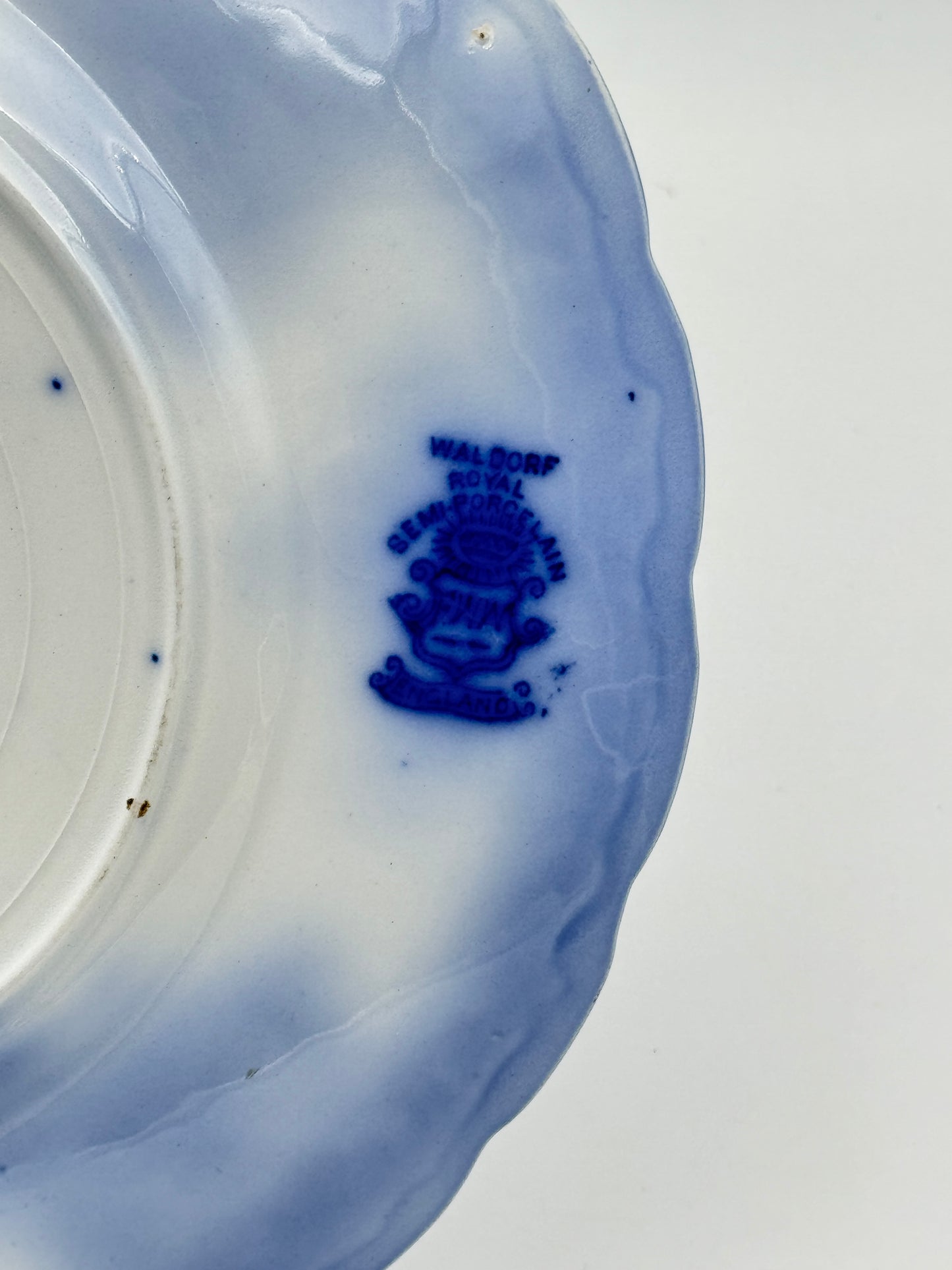 Antique Flow Blue Plate – “Waldorf Royal” by Johnson Brothers, England c.1905