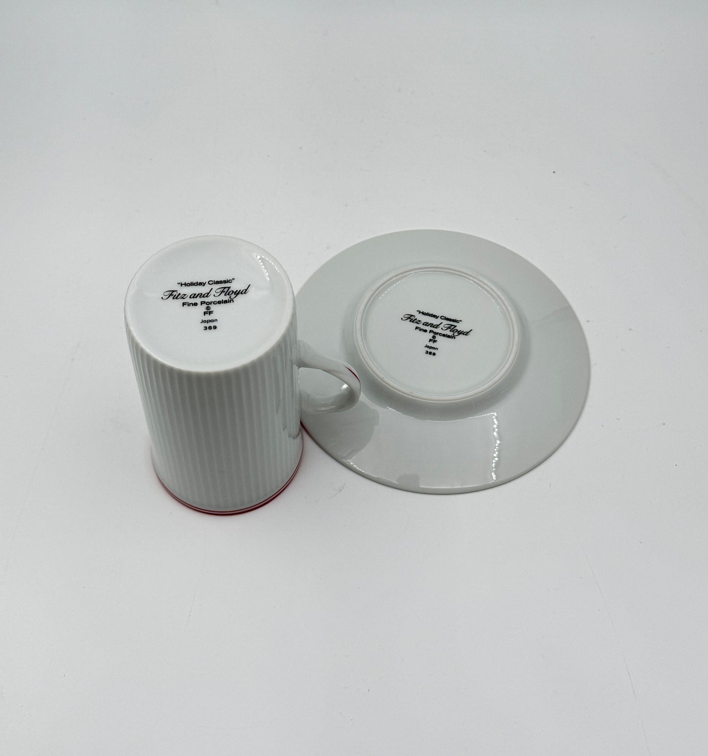 Fitz and Floyd “Holiday Classic” Fine Porcelain Dessert Set – Set of 8 Coffee Cups and Compotes with Saucers