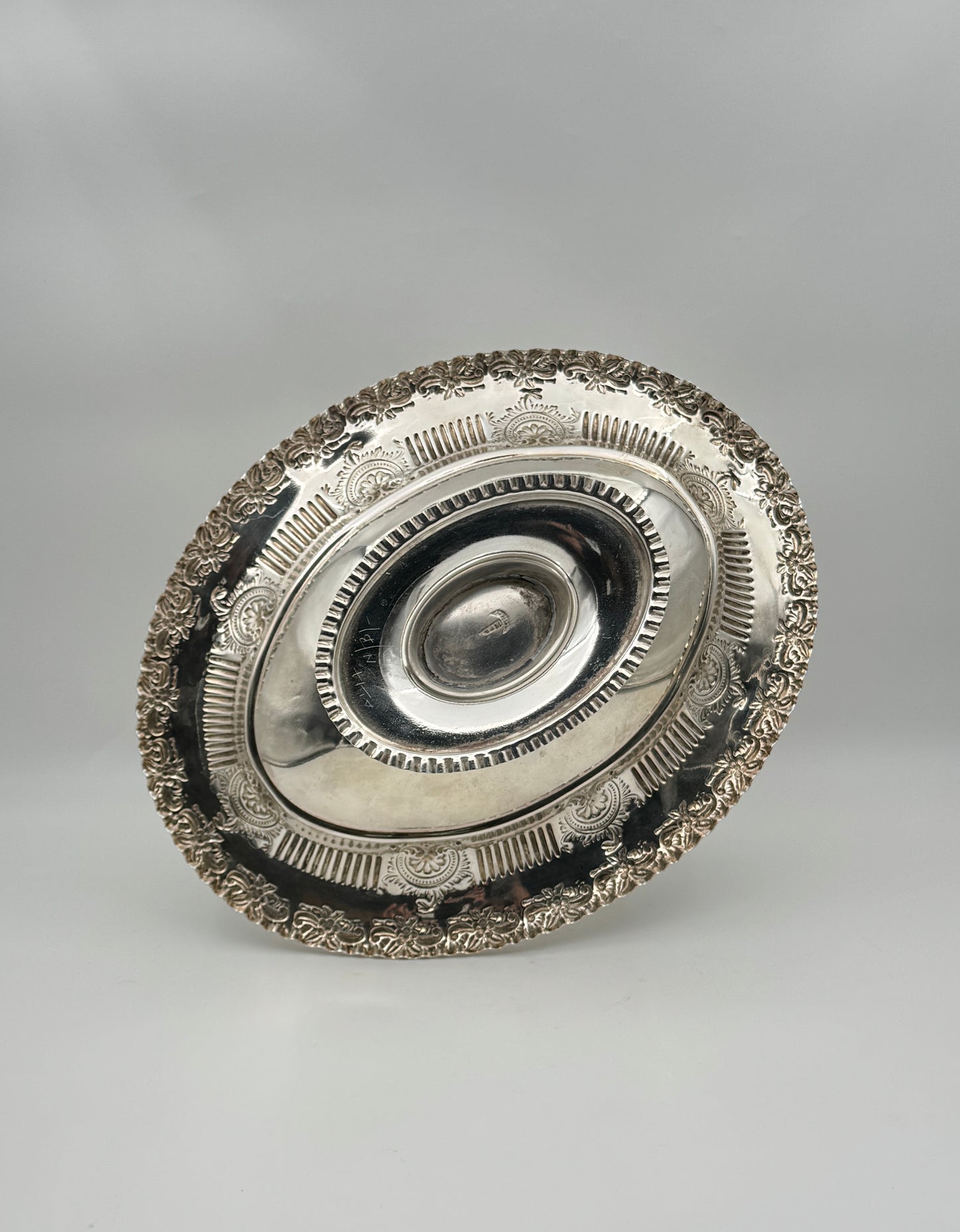 Vintage Footed Silverplate Basket with Ornate Rim & Handle