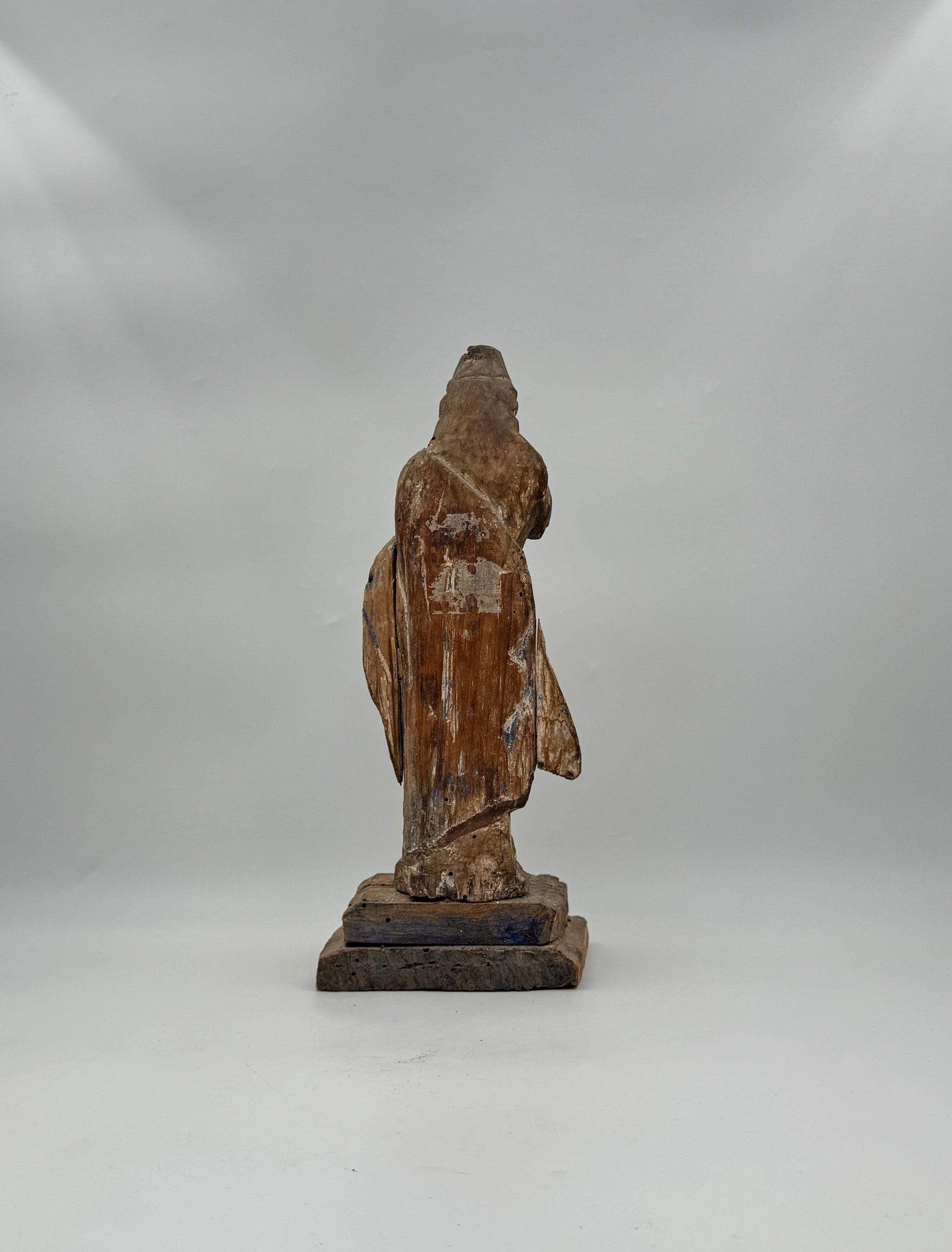 Antique Hand-Carved Wood Santos Archangel Religious Figure