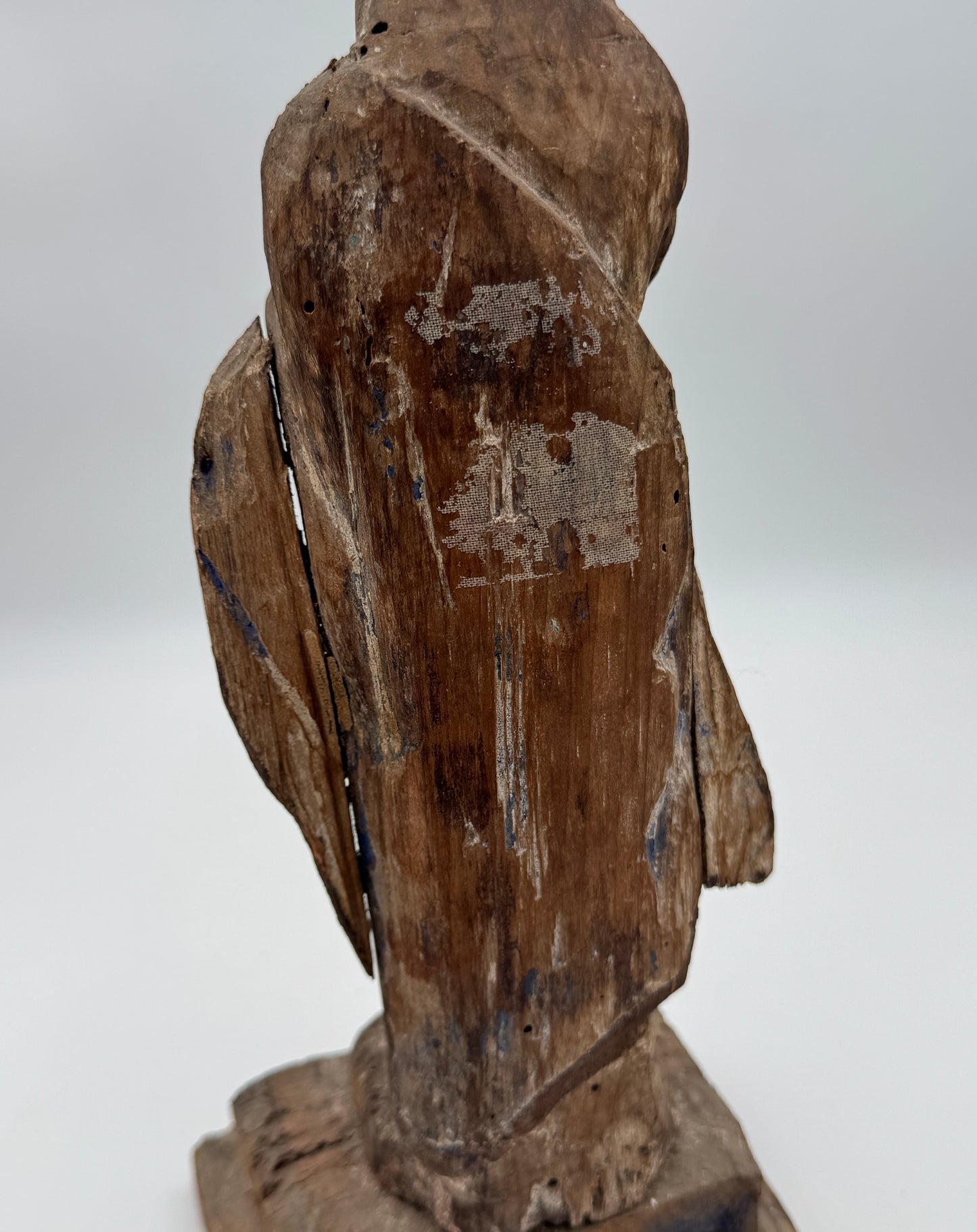 Antique Hand-Carved Wood Santos Archangel Religious Figure