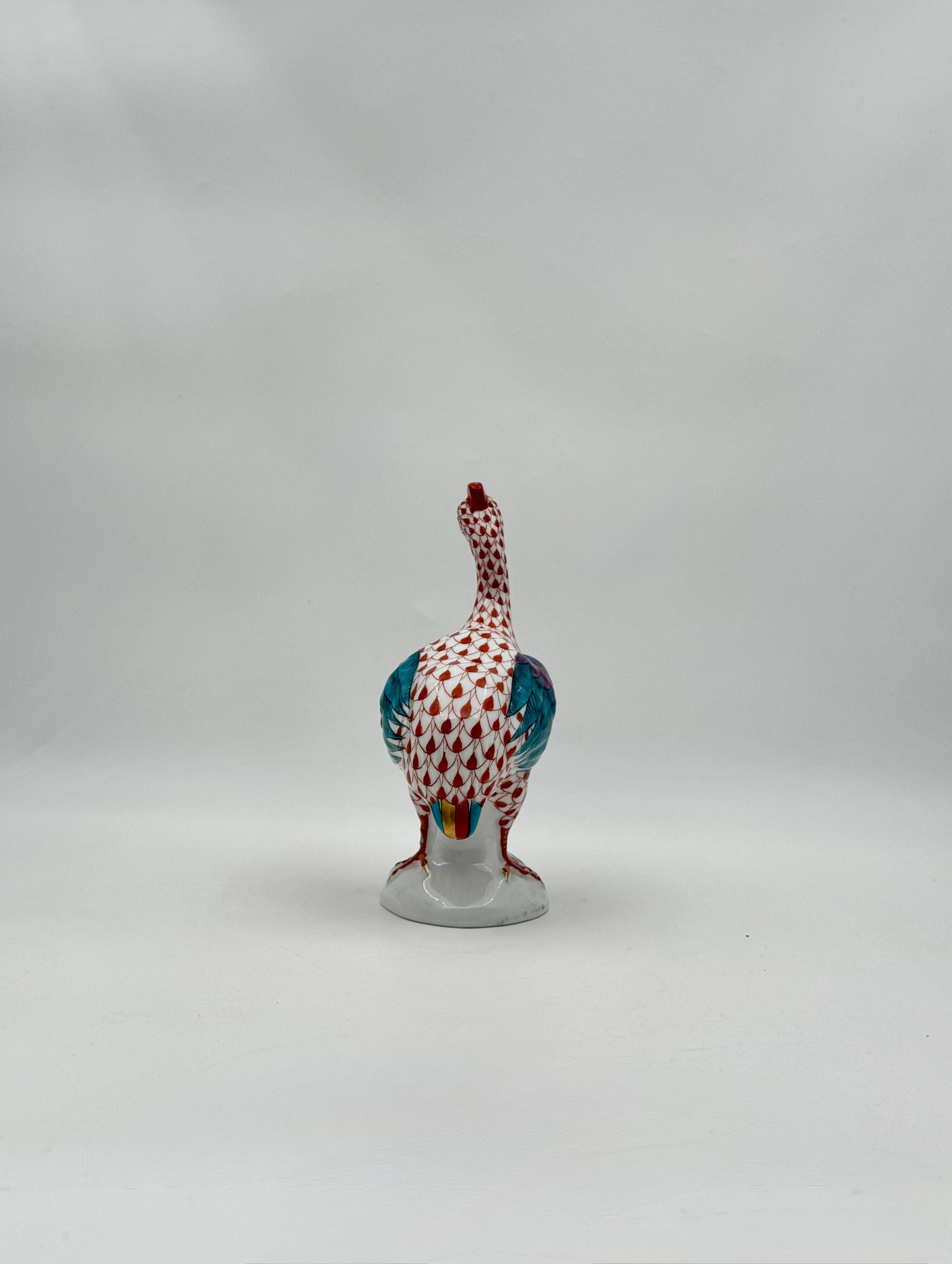 Herend Porcelain Guinea Fowl Figurine – Rust Fishnet Pattern