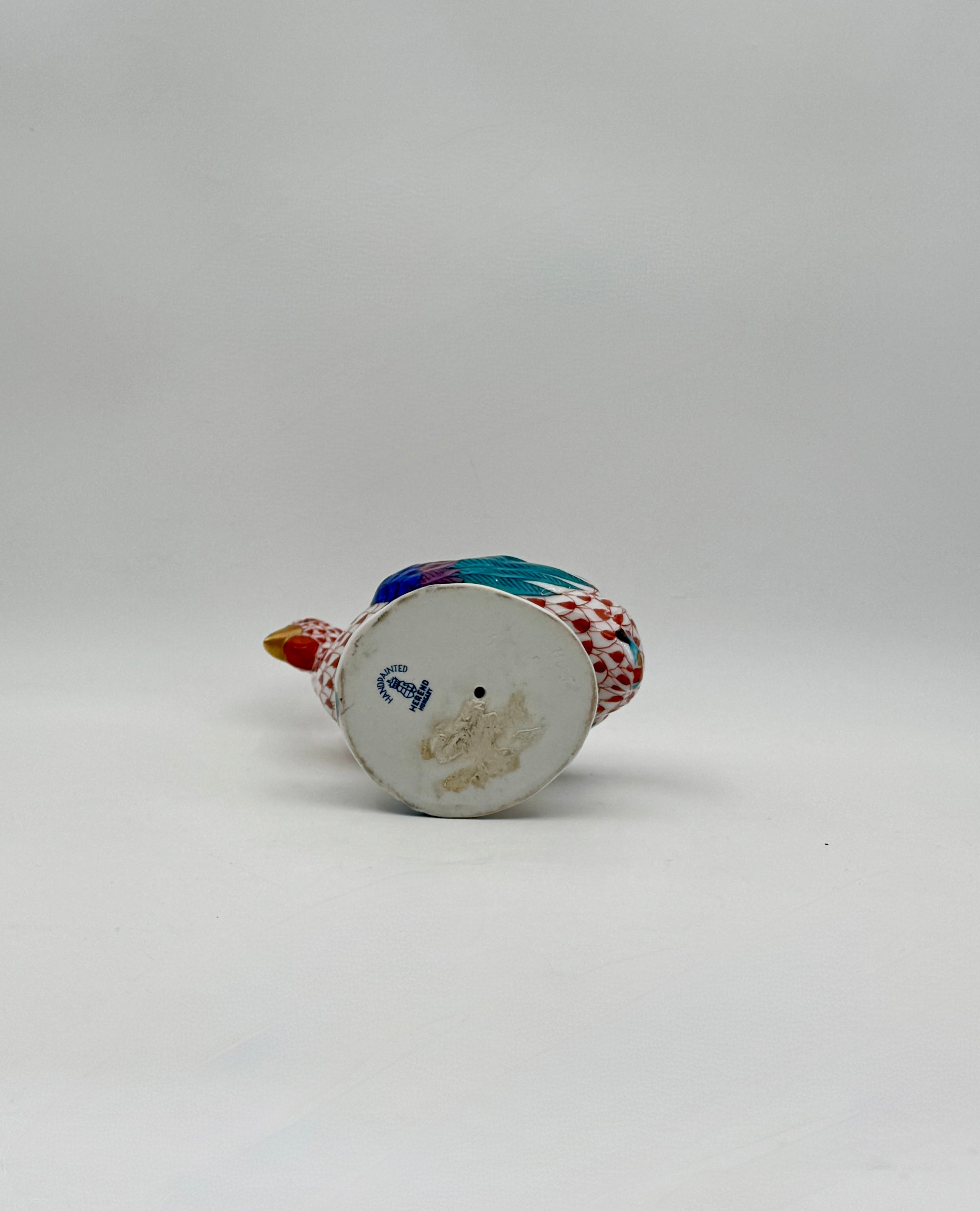 Herend Porcelain Guinea Fowl Figurine – Rust Fishnet Pattern