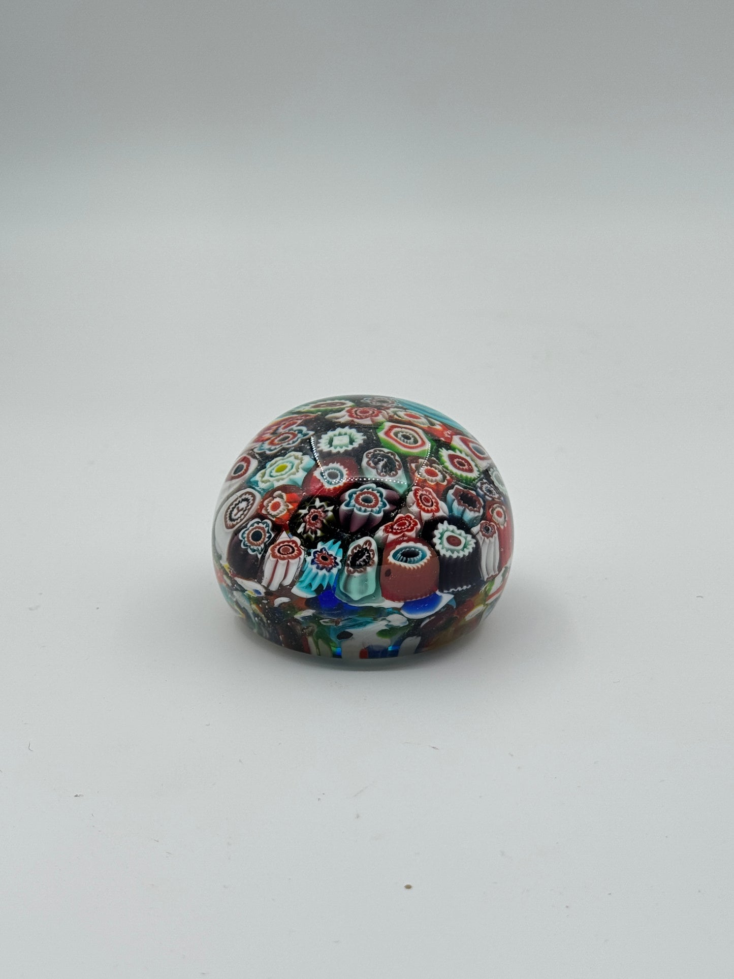 Murano Glass Paperweight – Multicolored Millefiori Design – Italy
