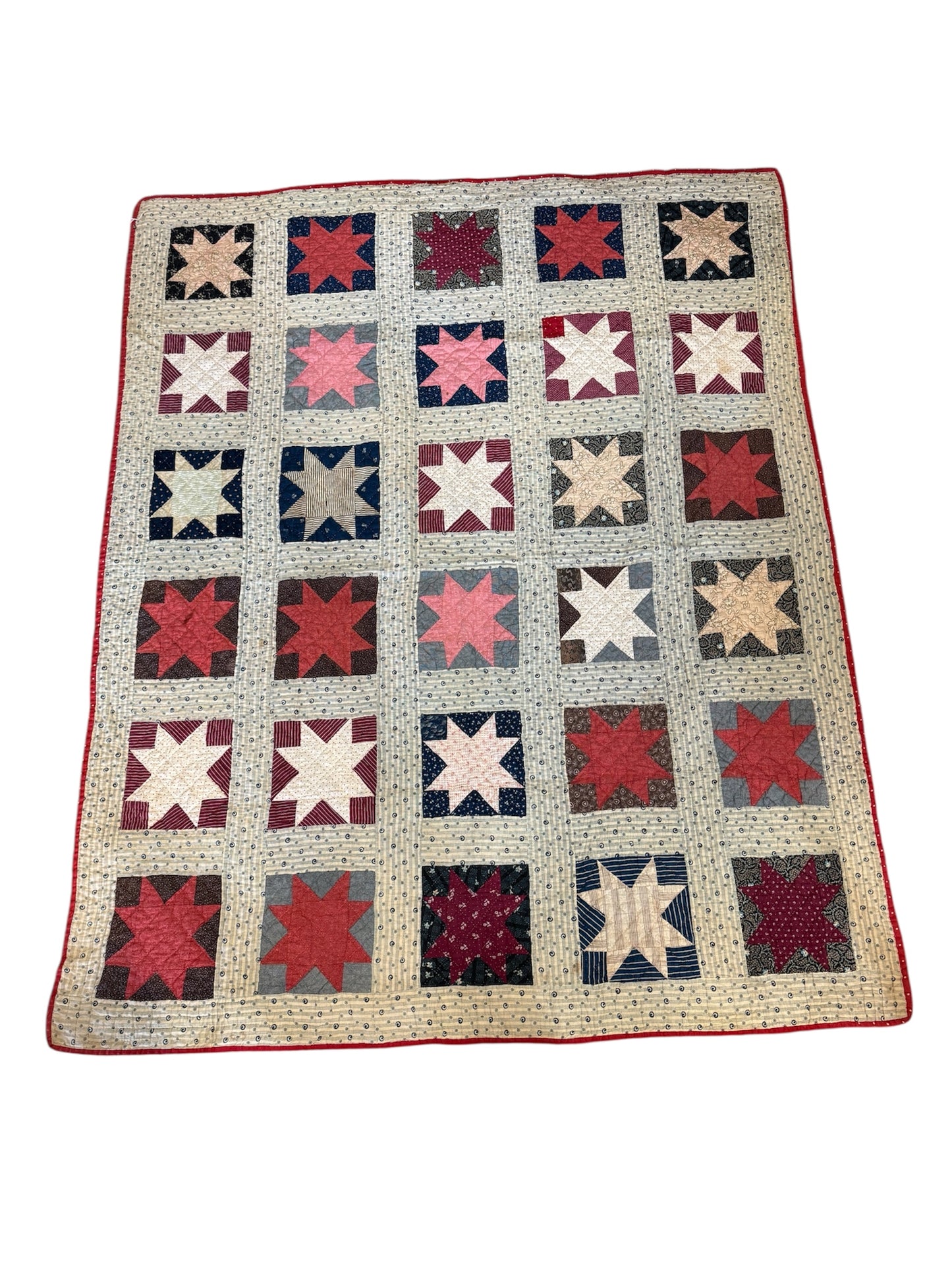 Antique Handmade Quilt – Sawtooth Star Pattern – c.1925