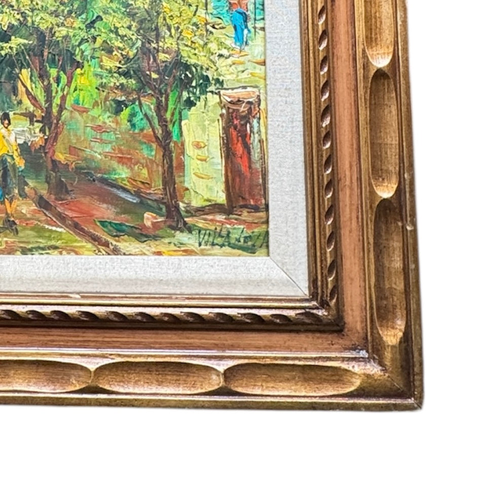 Oil on Canvas French Village Street Scene Original Signed Artwork