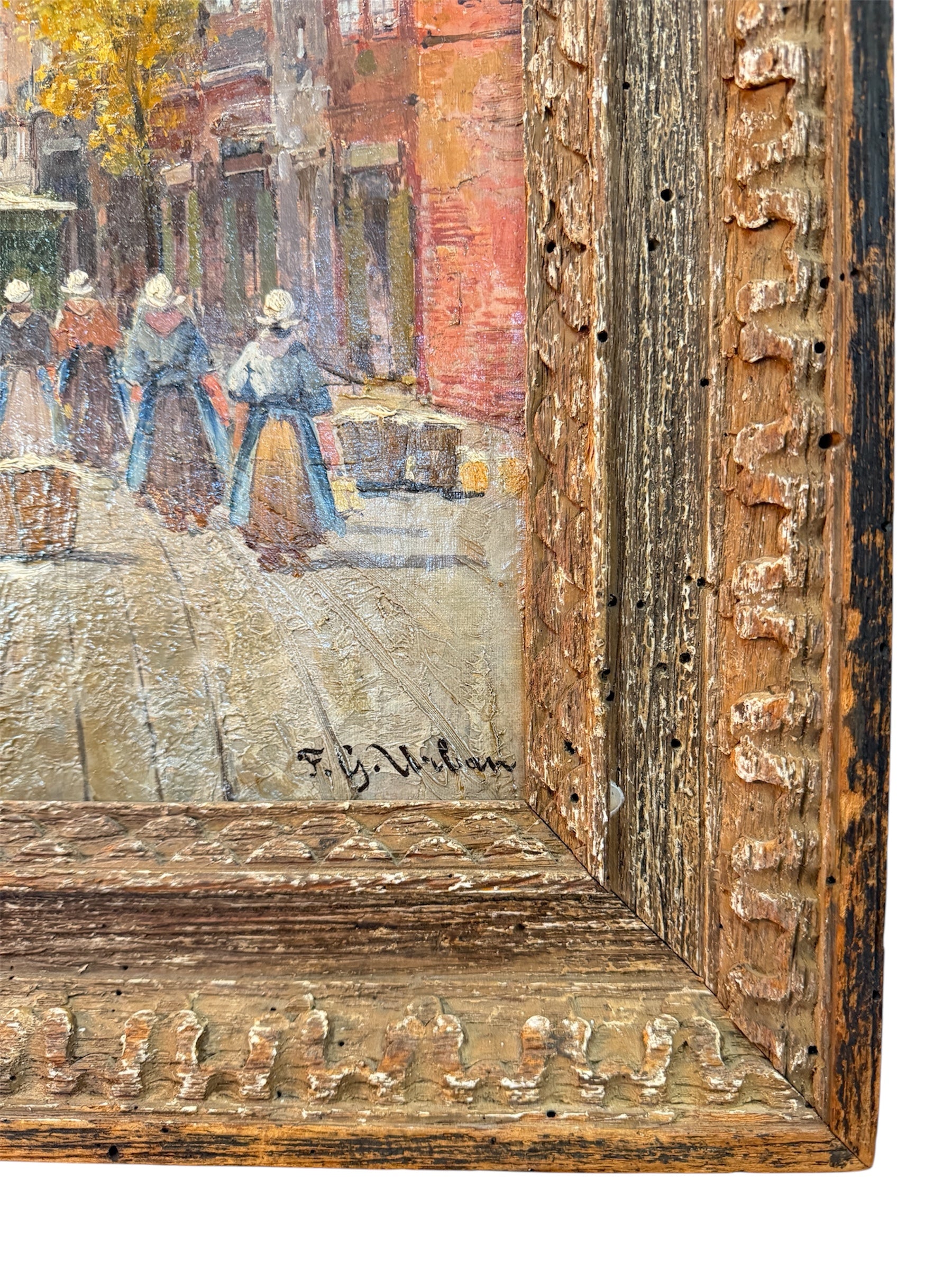 Dutch Harbor Scene Attributed to Karl Ludwig Friedrich Wagner Art Work