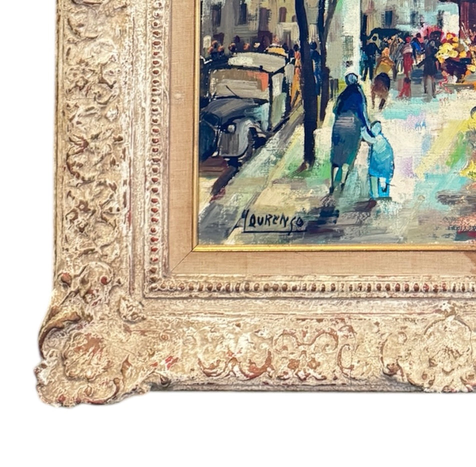 Framed Oil on Canvas Parisian Street Scene Signed by Artist Painter Art
