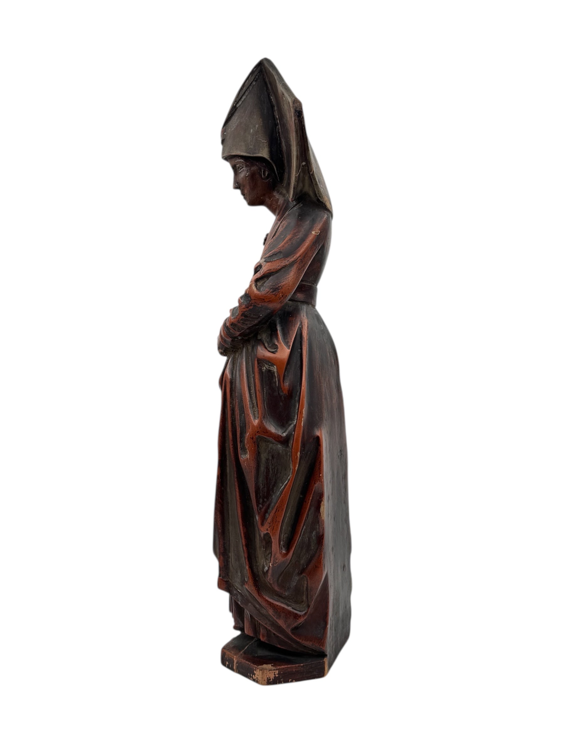 Polychrome Painted Continental Wood Figure – Mary of Burgundy Style