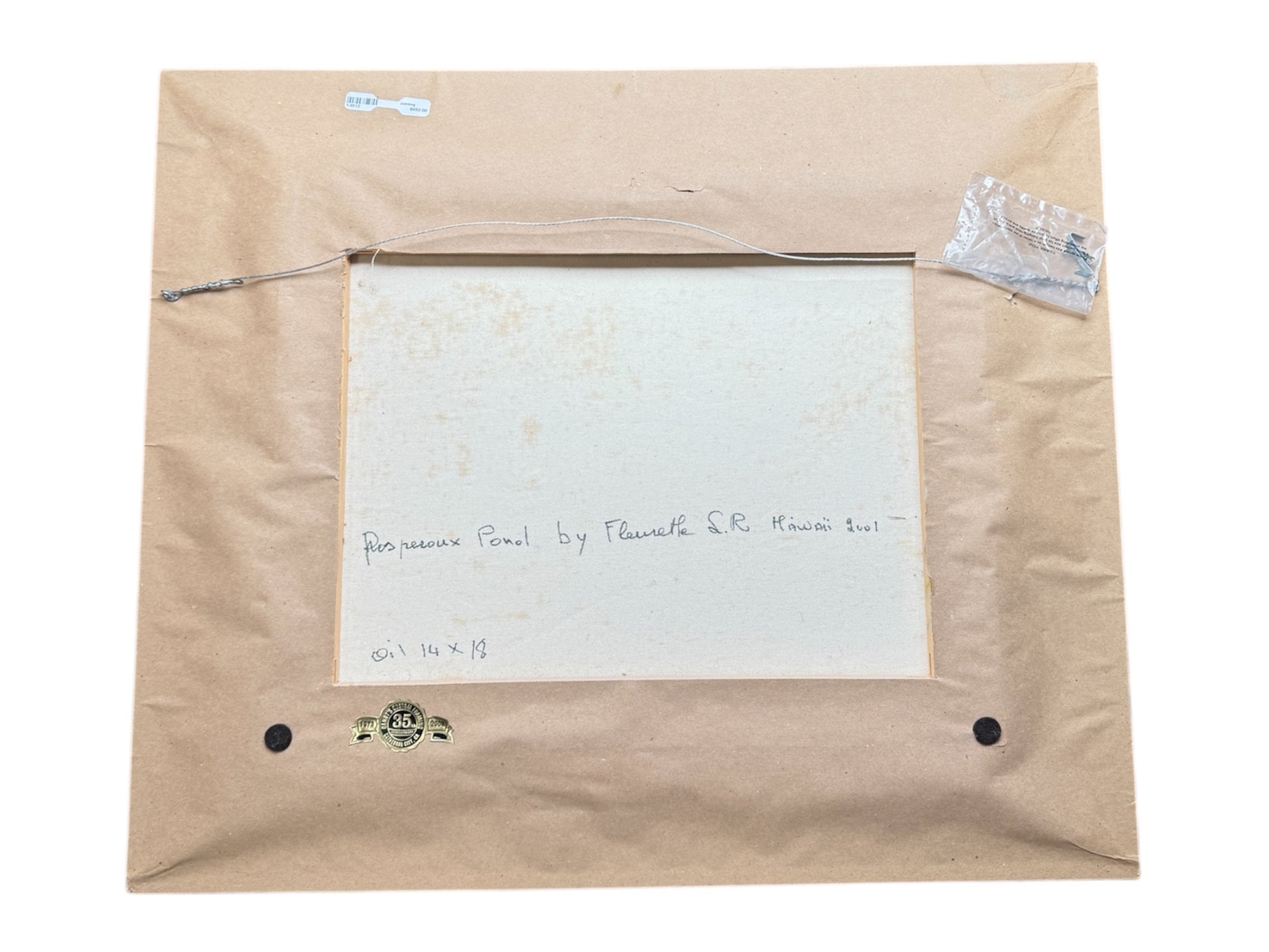 Original Oil Painting Prosperoux Pond by Flourette Hawaii 2001 Framed