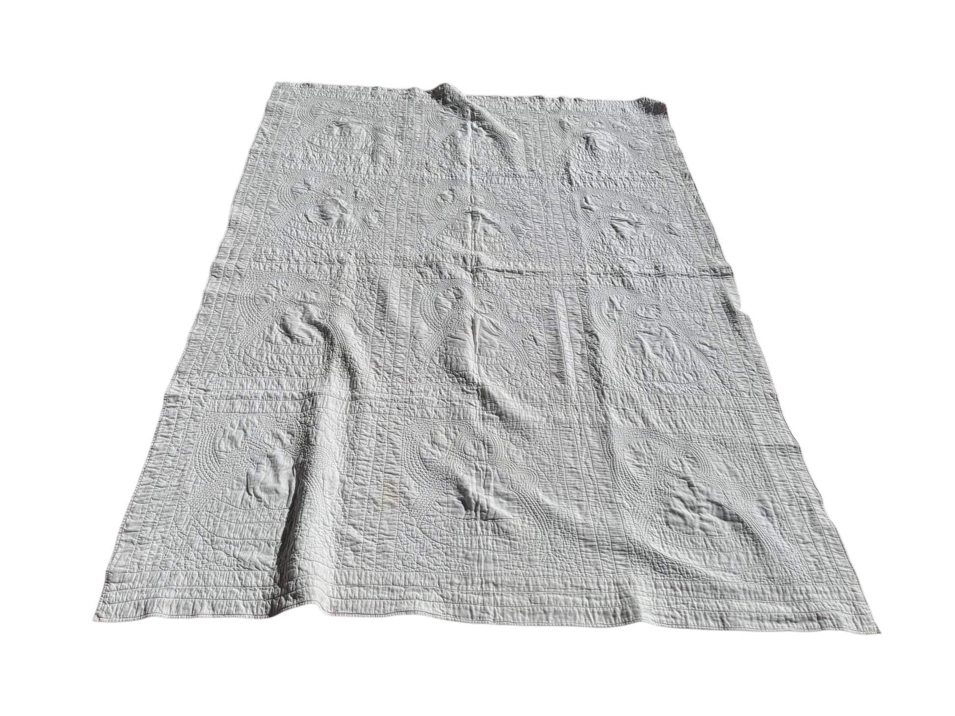 Vintage Appliqué Folk Dress Quilt – Hand-Embroidered Textile Art