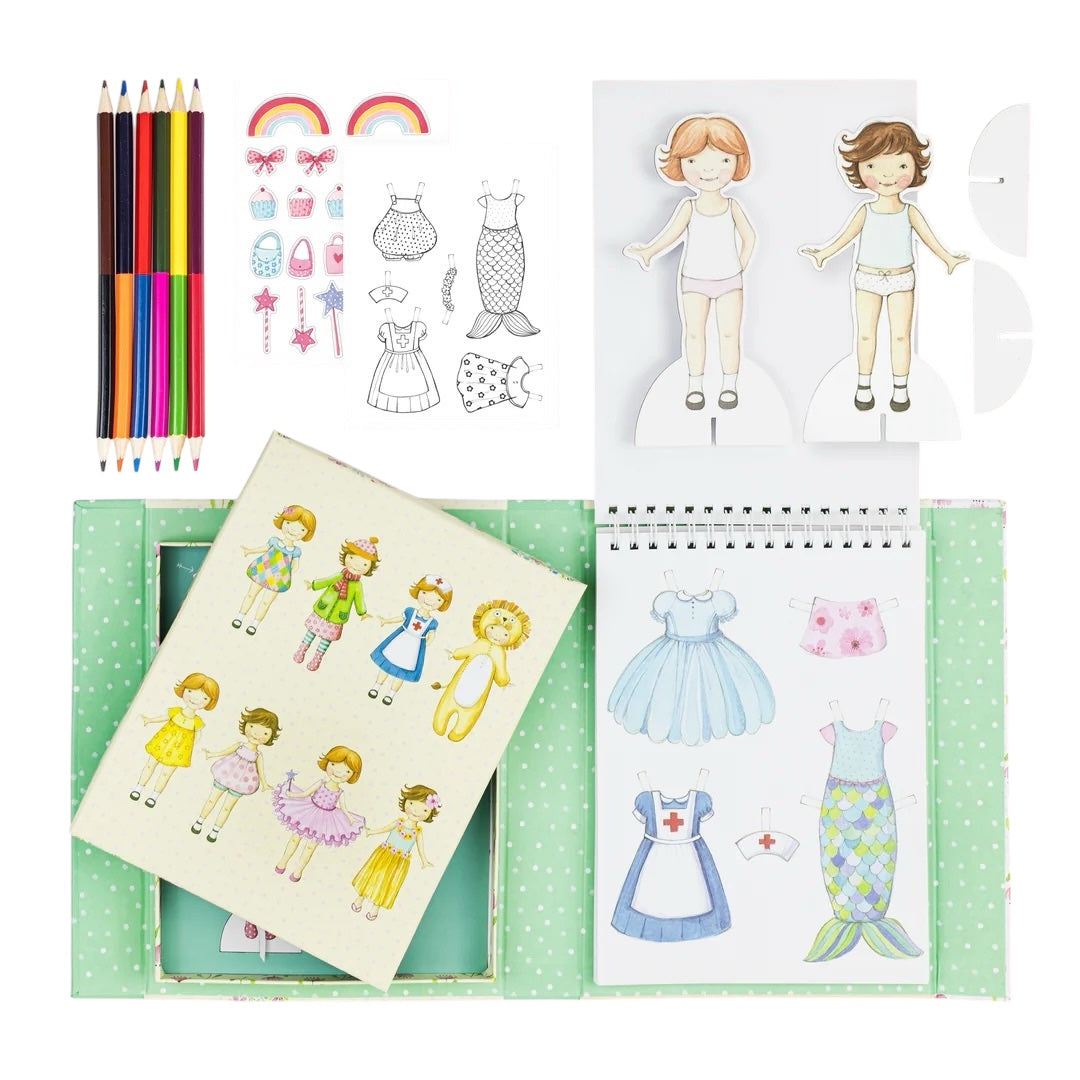 Tiger Tribe Vintage Paper Dolls Kit – Creative Dress-Up Activity Set