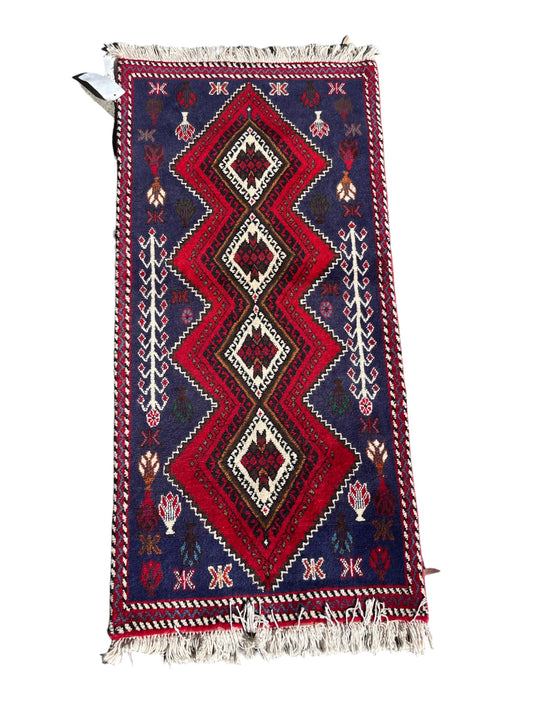 Vintage Shiraz Hand Knotted Wool Rug Tribal Persian Runner Carpet