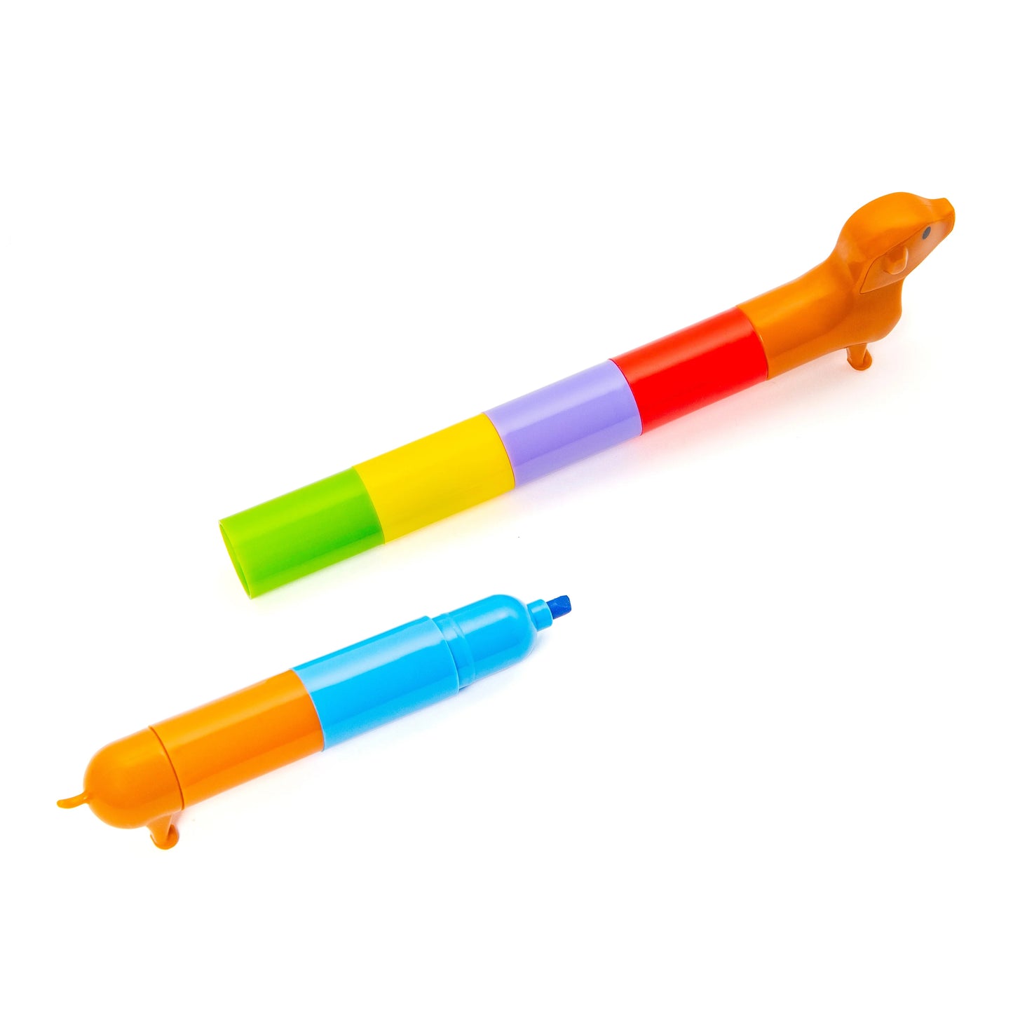 Kikkerland Rainbow Dachshund Stackable Marker Set – 6 Color Pens