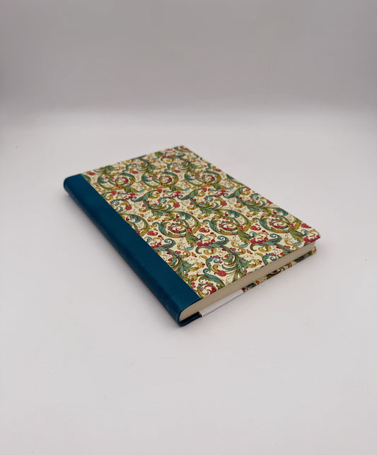 Signoria Hardcover Notebook – Italian Floral with Turquoise Binding