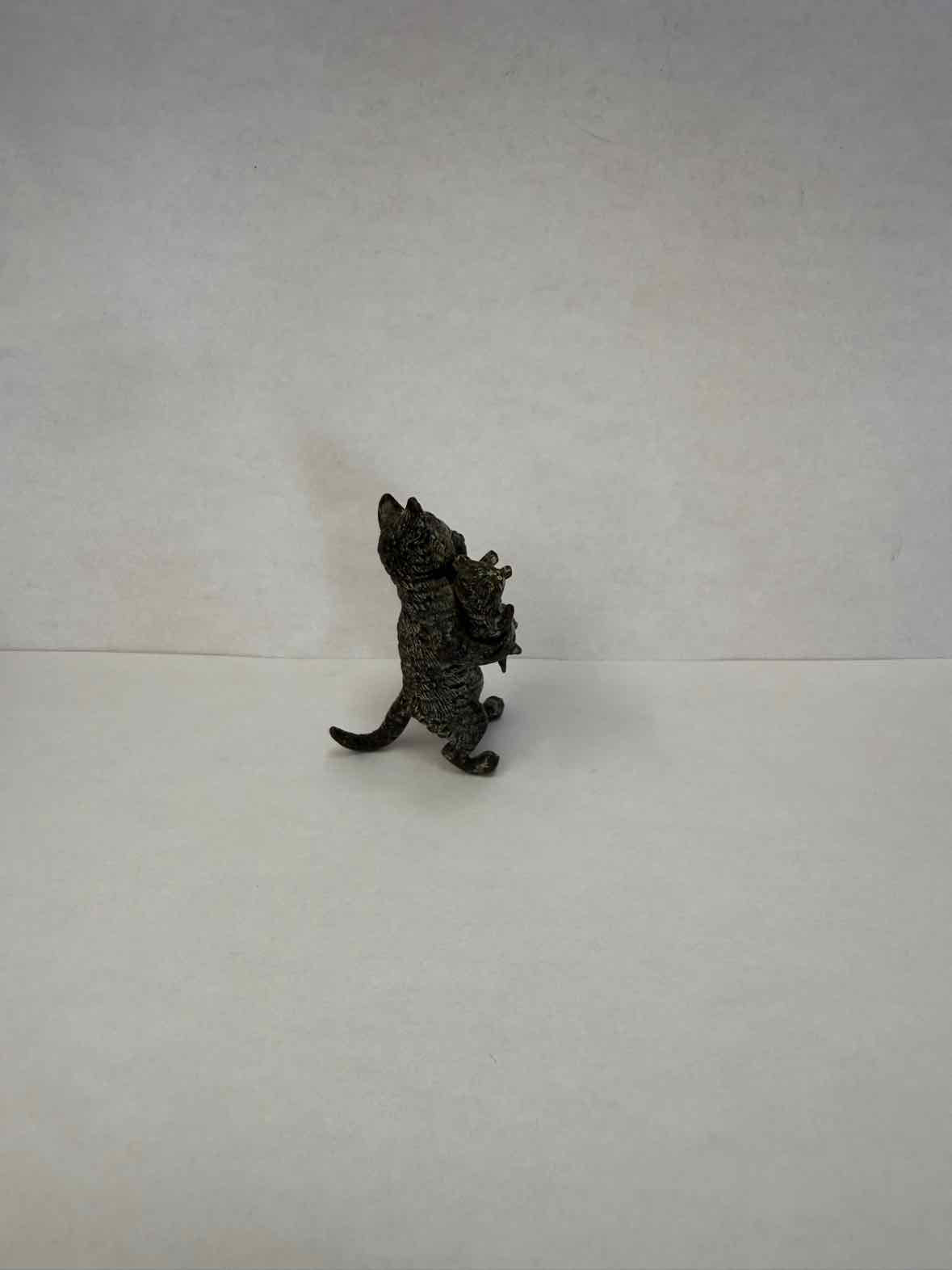 Vienna Austria Cold Painted Mother Cat Carrying Kittens Bronze Figurine