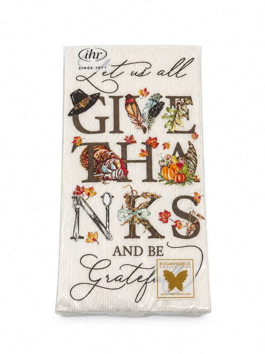 Thanksgiving Thanks Guest Towels- Pack Of 16