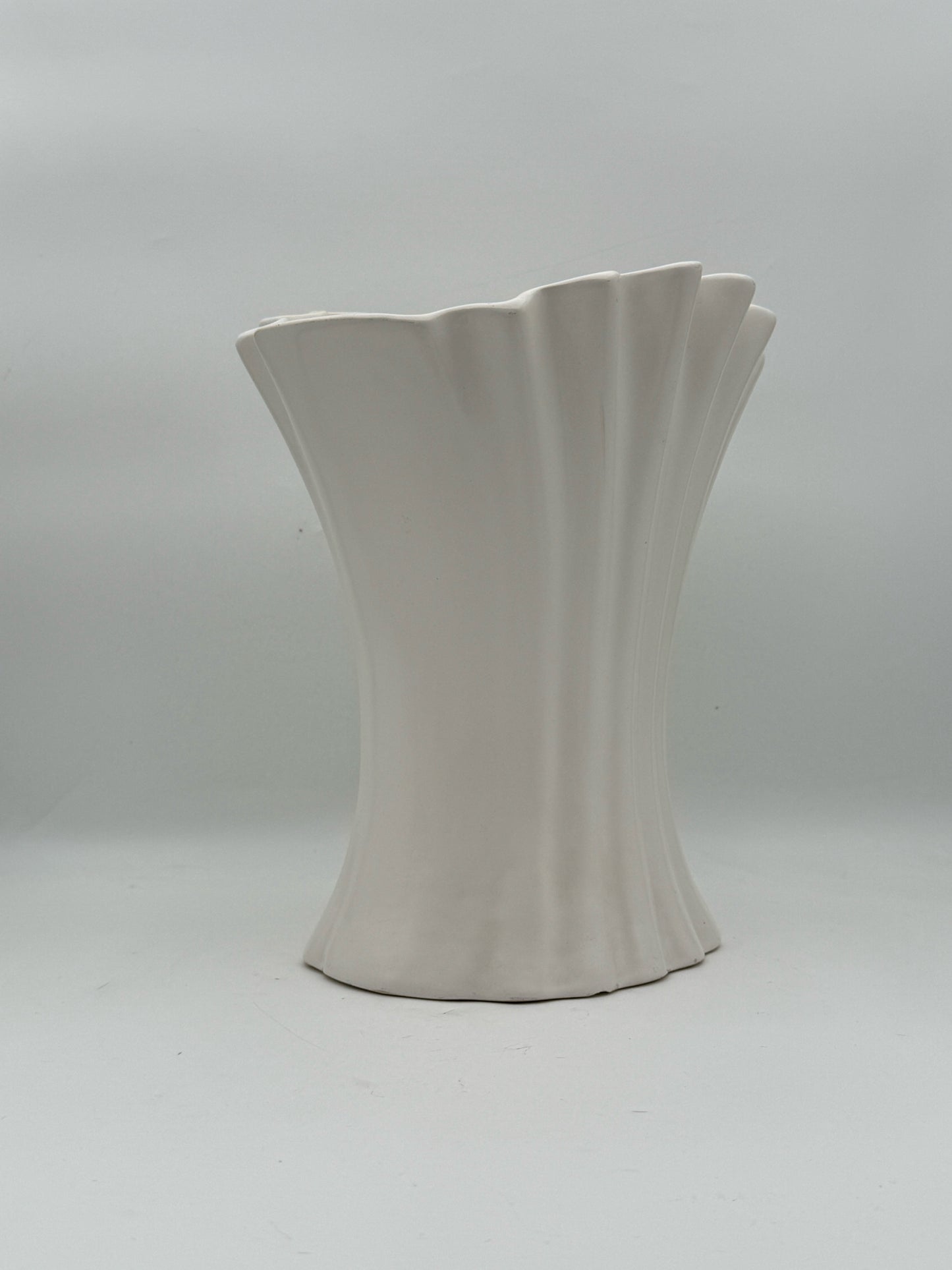 Large White Ruffle Bauer Vase