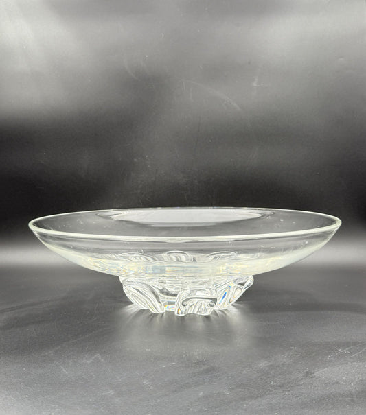 Steuben Crystal Centerpiece Bowl – Clear Art Glass, Sculptural Base