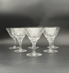 Fostoria Silver Rimmed Martini Glasses- Set Of 6