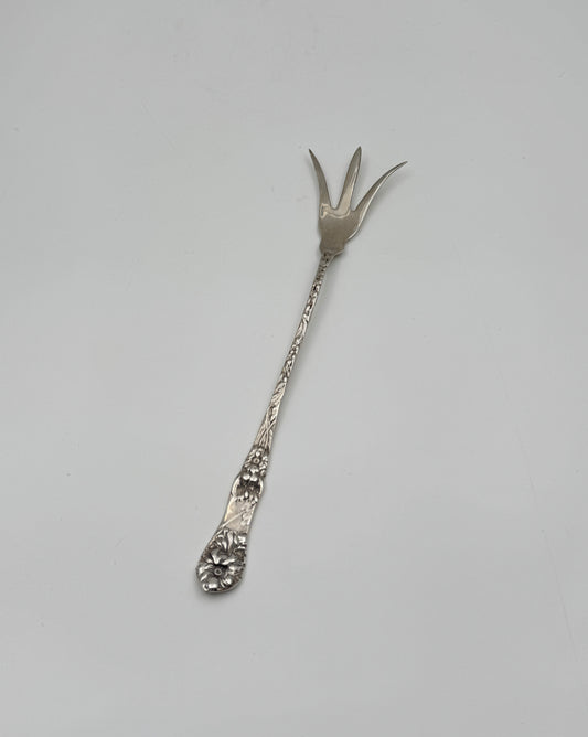 Sterling Silver Cold Meat Fork – Floral Handle