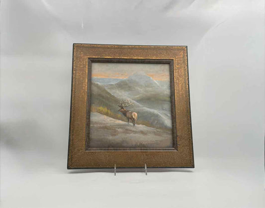 "Solitary Elk" By Tom Sanders Framed Oil Painting