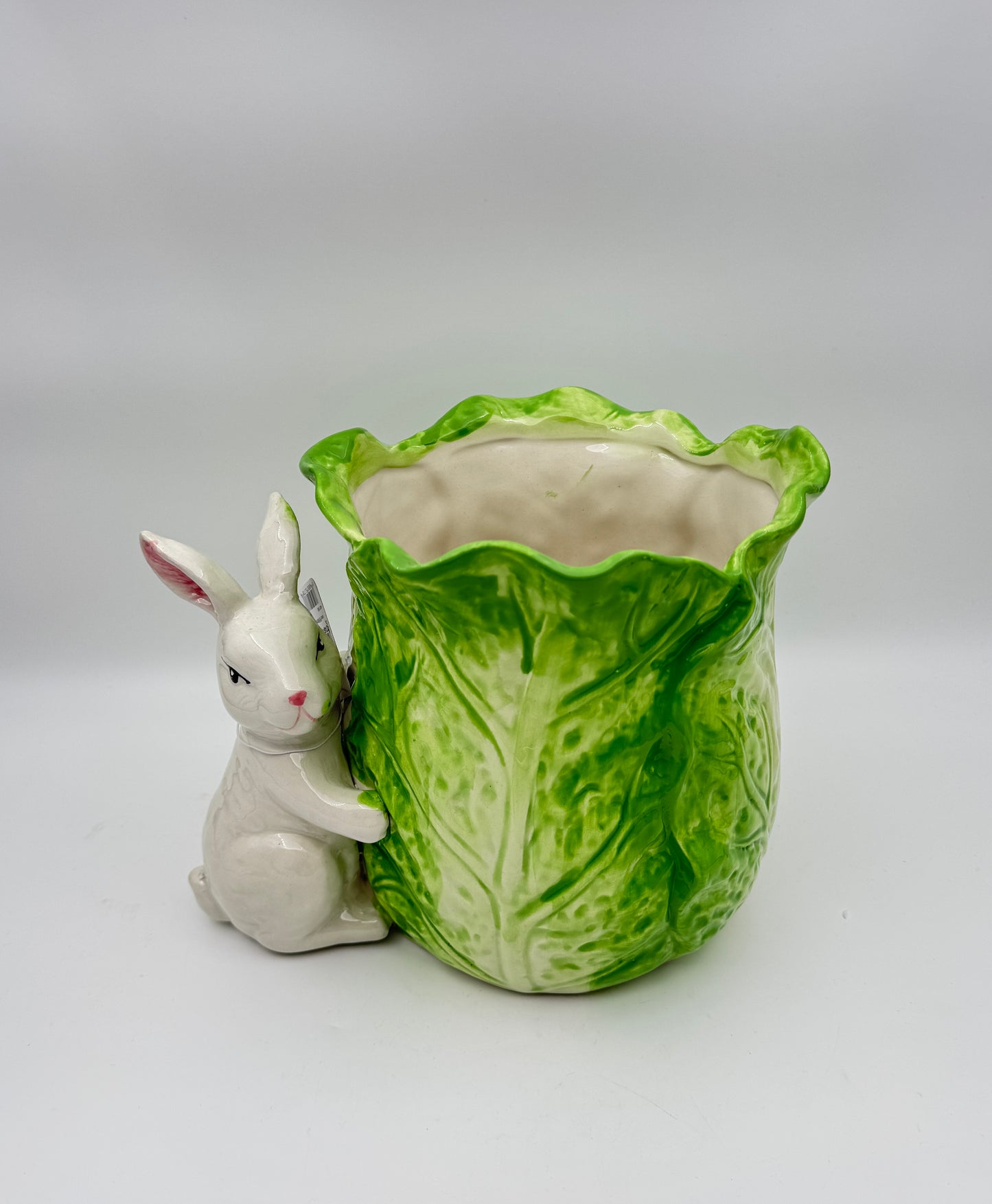 Raz Imports 2024 The Carrot Patch 9" Green Cabbage Container with Bunny – Charming Easter Decor