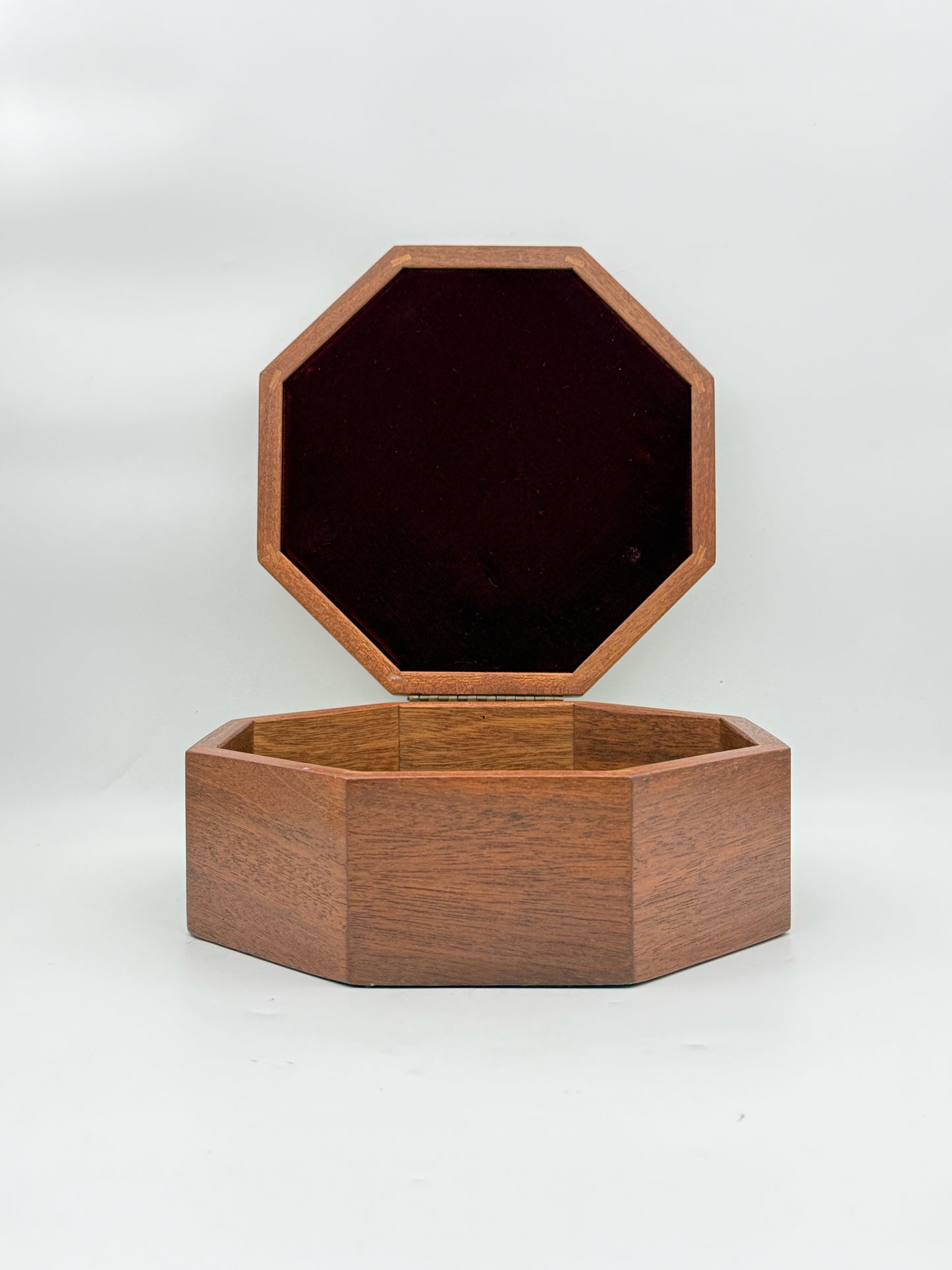 Octagonal Velvet Lined Wood Box